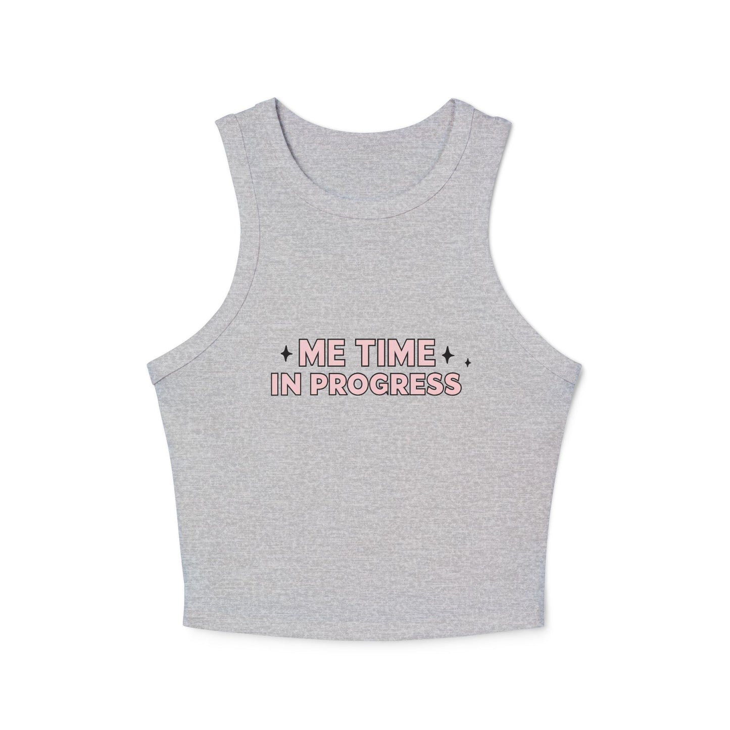 Me Time in Progress Yoga & Pilates fitted Micro-rib Racer tank Athletic Heather