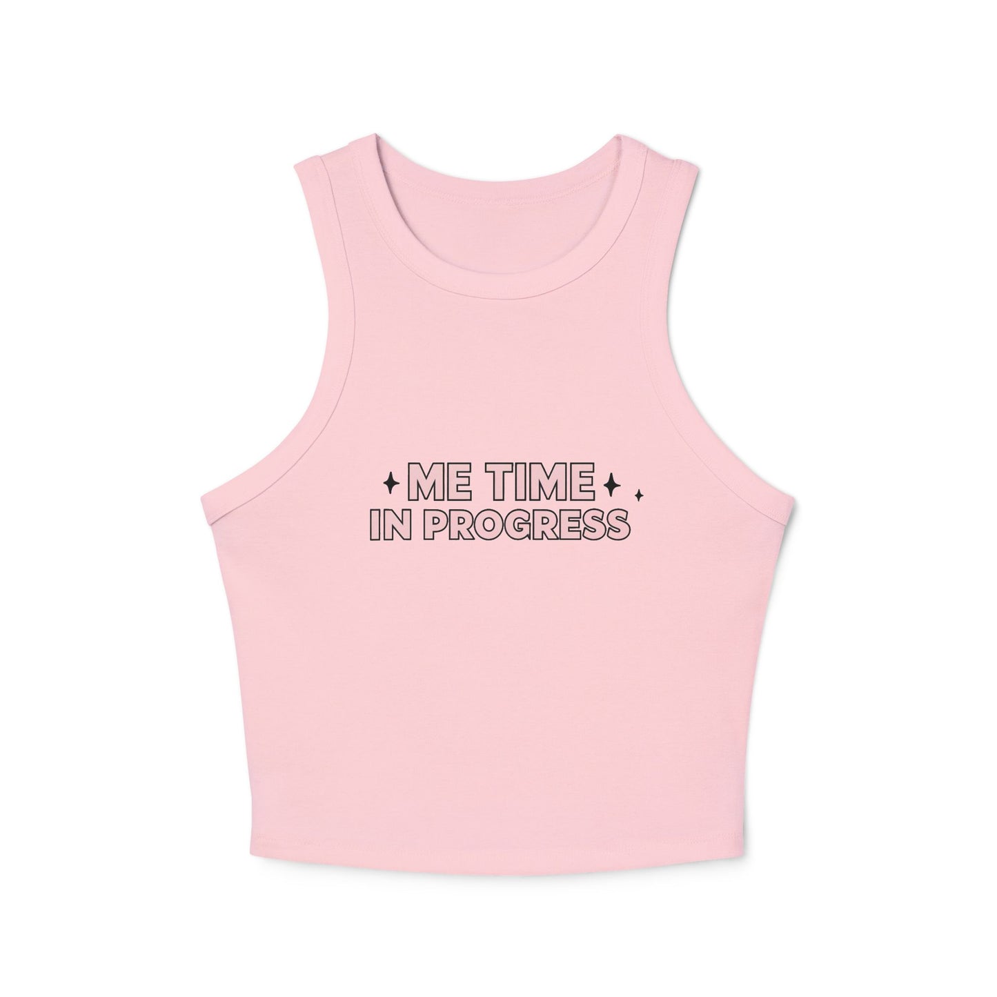 Me Time in Progress Yoga & Pilates fitted Micro-rib Racer tank Solid Pink Blend