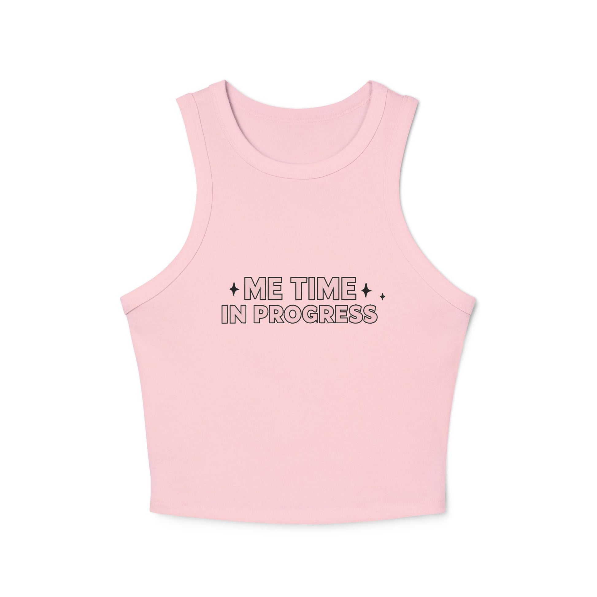 Me Time in Progress Yoga & Pilates fitted Micro-rib Racer tank Solid Pink Blend