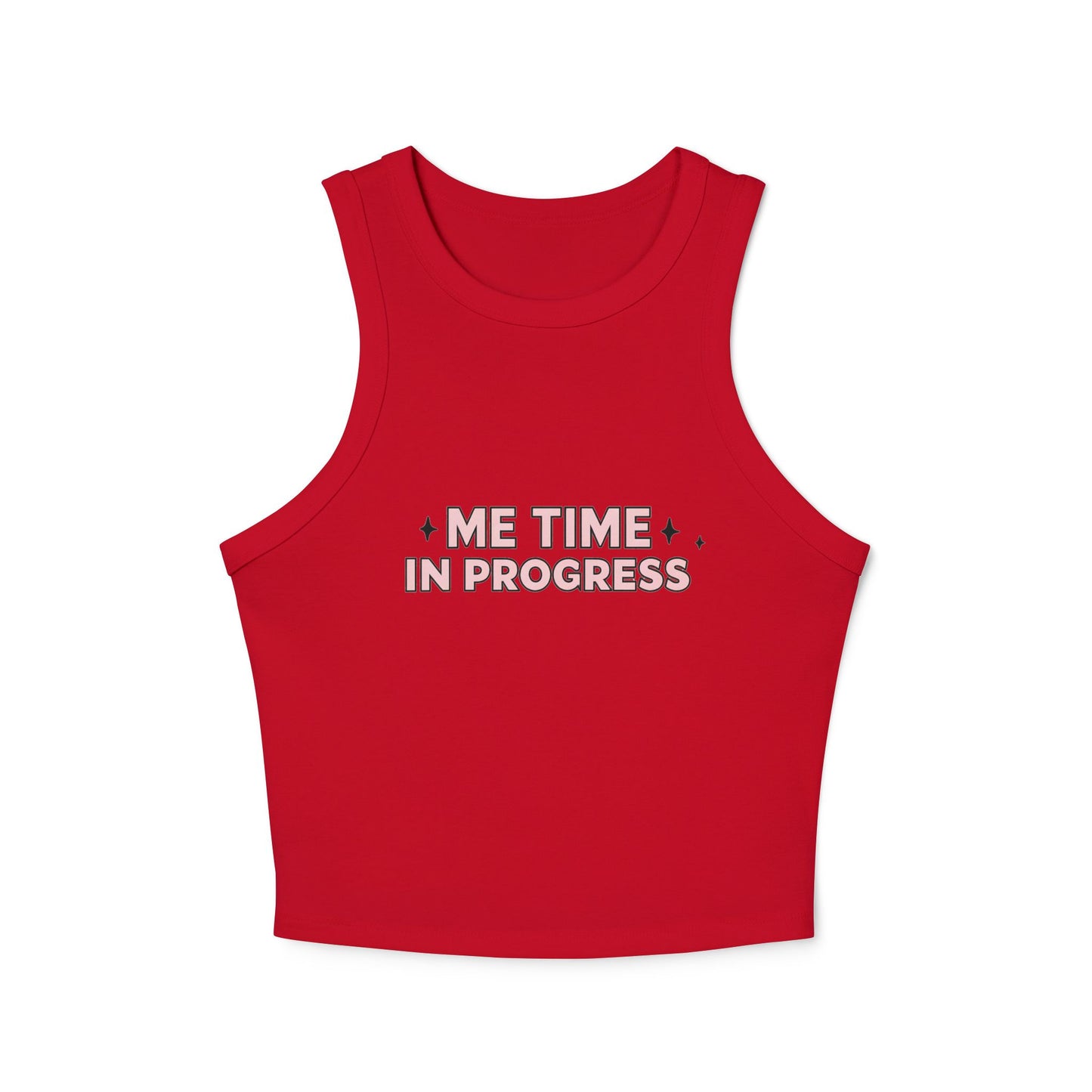 Me Time in Progress Yoga & Pilates fitted Micro-rib Racer tank Solid Red Blend