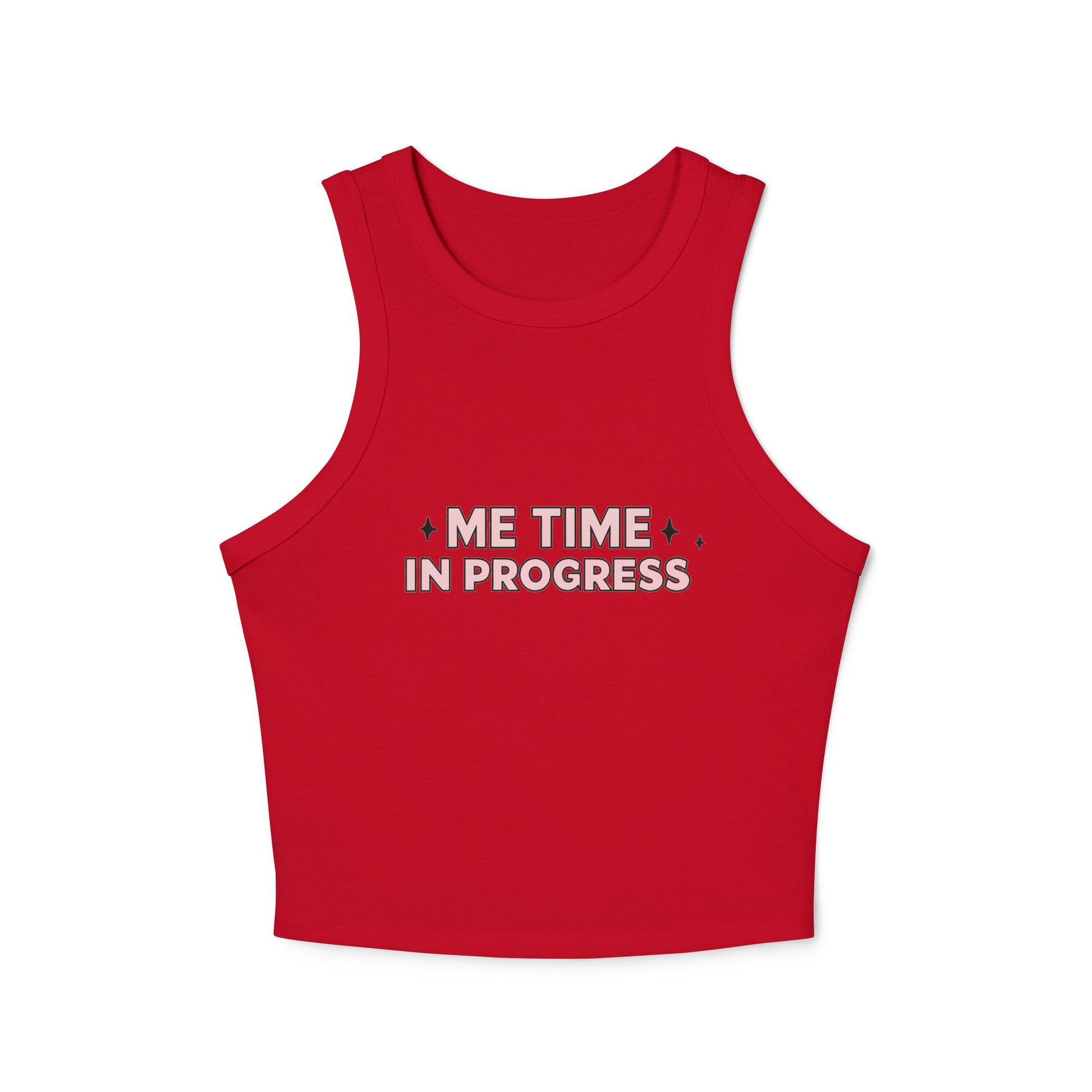 Me Time in Progress Yoga & Pilates fitted Micro-rib Racer tank Solid Red Blend