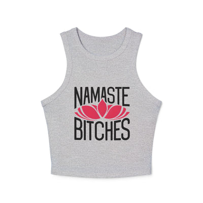 Namaste Botches Yoga & Pilates fitted Micro-rib Racer tank Athletic Heather