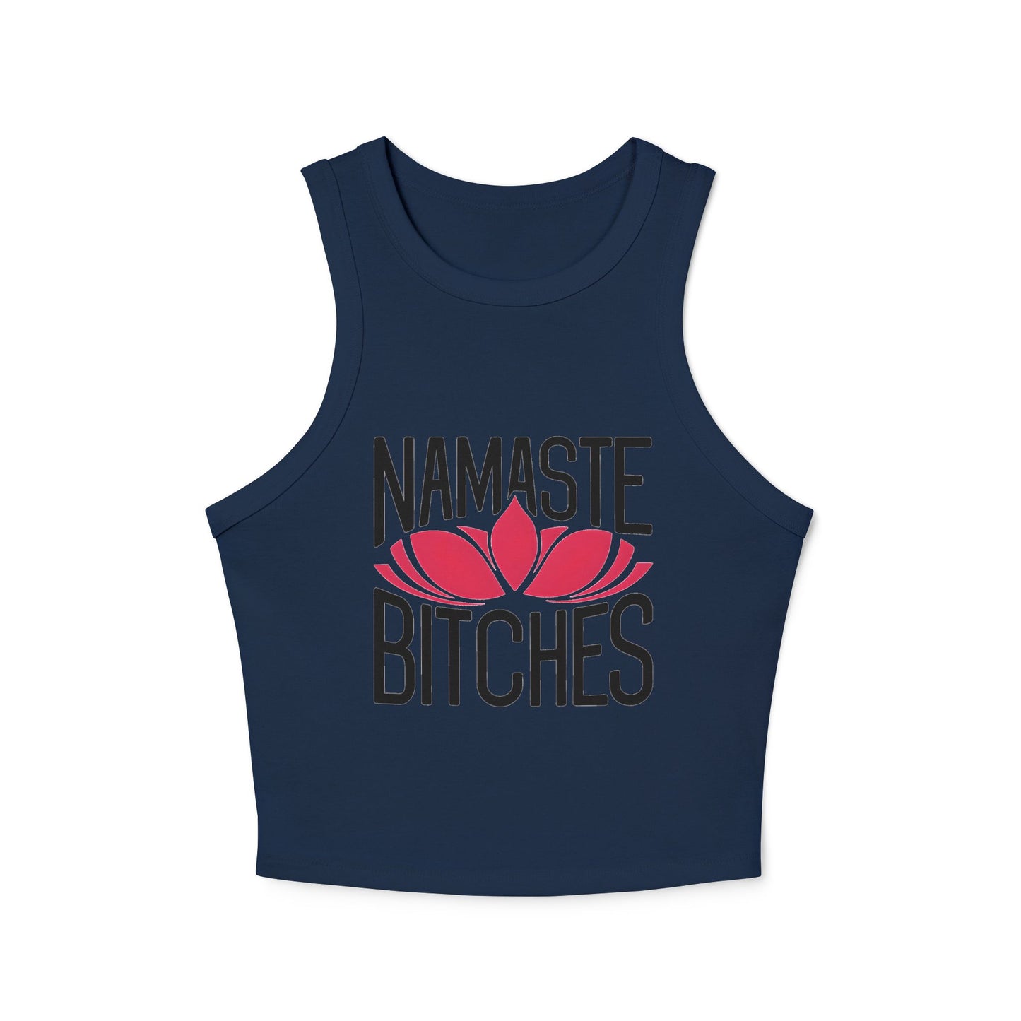 Namaste Botches Yoga & Pilates fitted Micro-rib Racer tank Solid Navy Blend