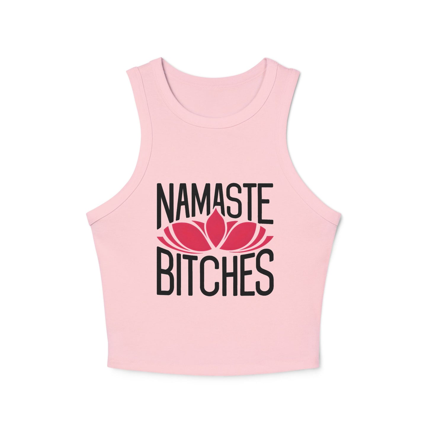 Namaste Botches Yoga & Pilates fitted Micro-rib Racer tank Solid Pink Blend