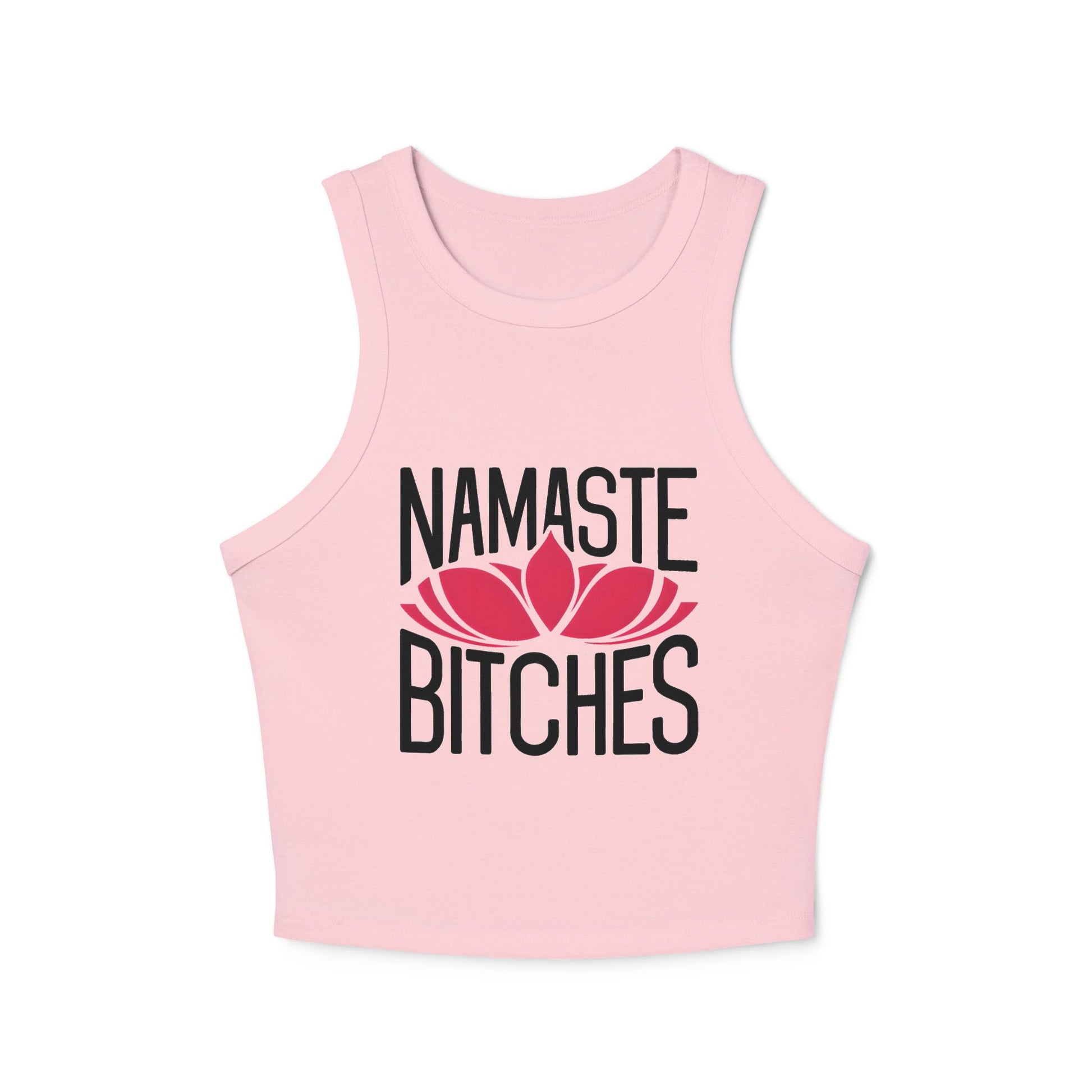 Namaste Botches Yoga & Pilates fitted Micro-rib Racer tank Solid Pink Blend