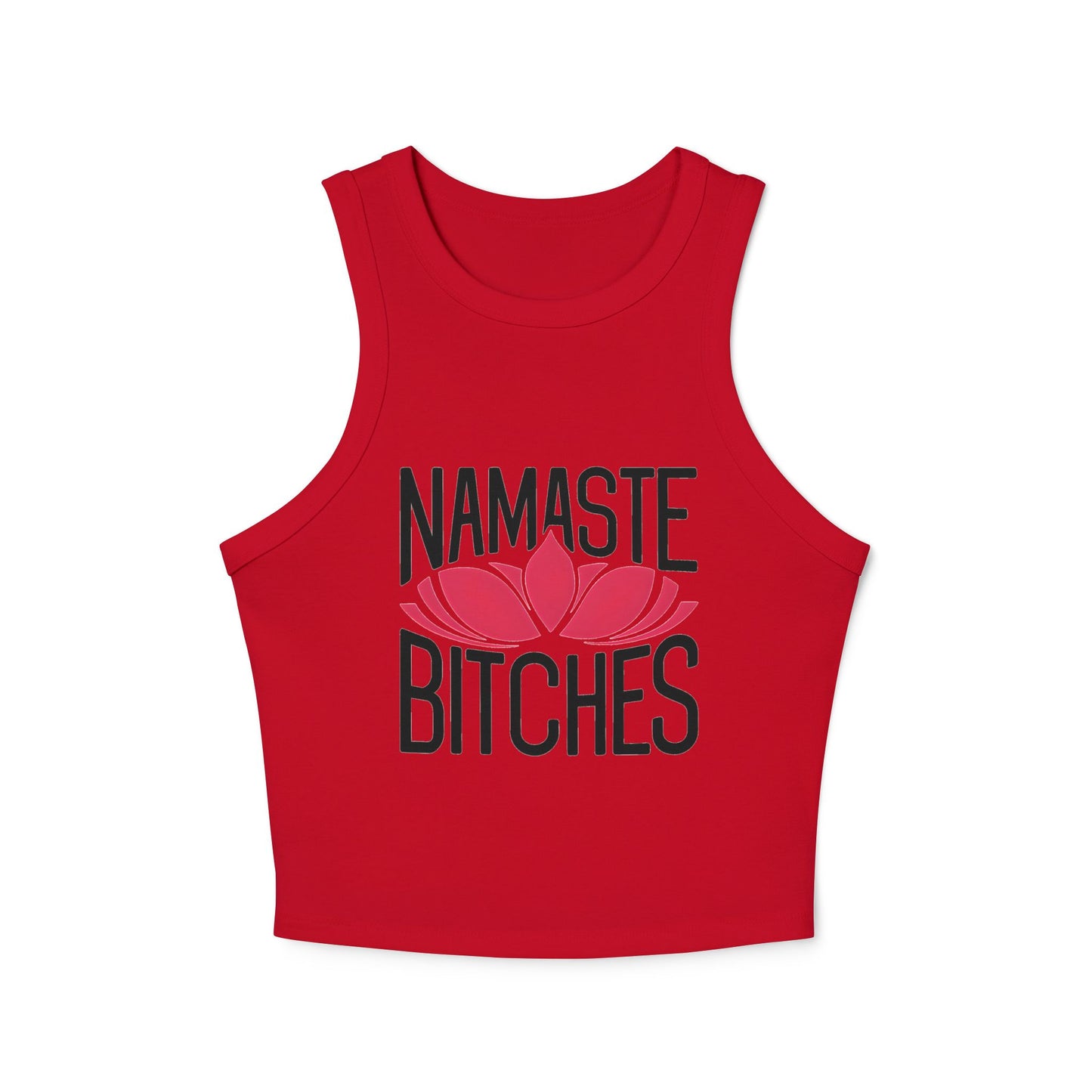 Namaste Botches Yoga & Pilates fitted Micro-rib Racer tank Solid Red Blend