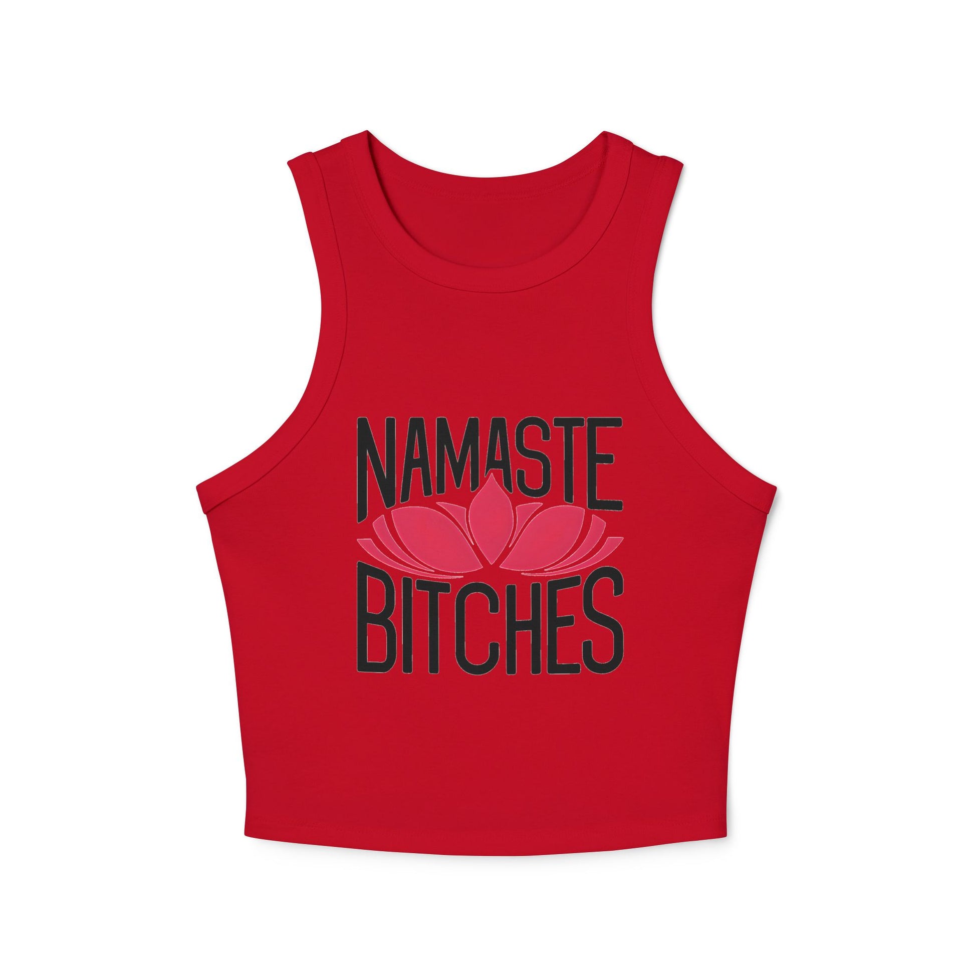 Namaste Botches Yoga & Pilates fitted Micro-rib Racer tank Solid Red Blend