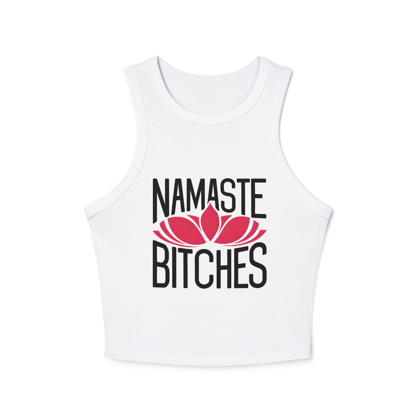 Namaste Botches Yoga & Pilates fitted Micro-rib Racer tank Solid White Blend