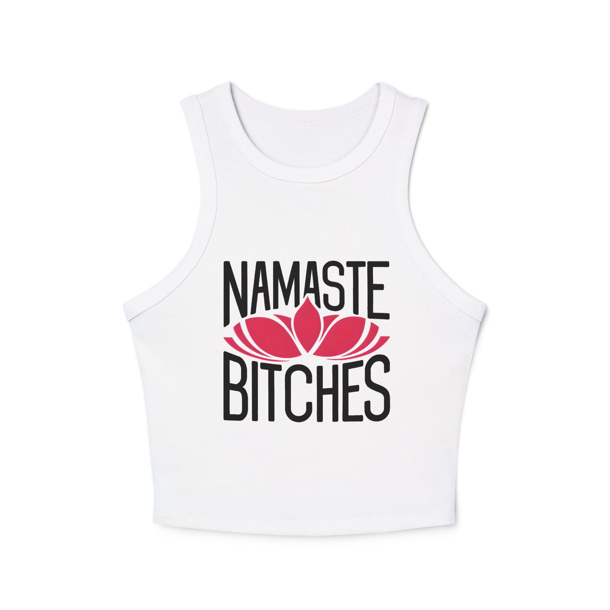 Namaste Botches Yoga & Pilates fitted Micro-rib Racer tank Solid White Blend