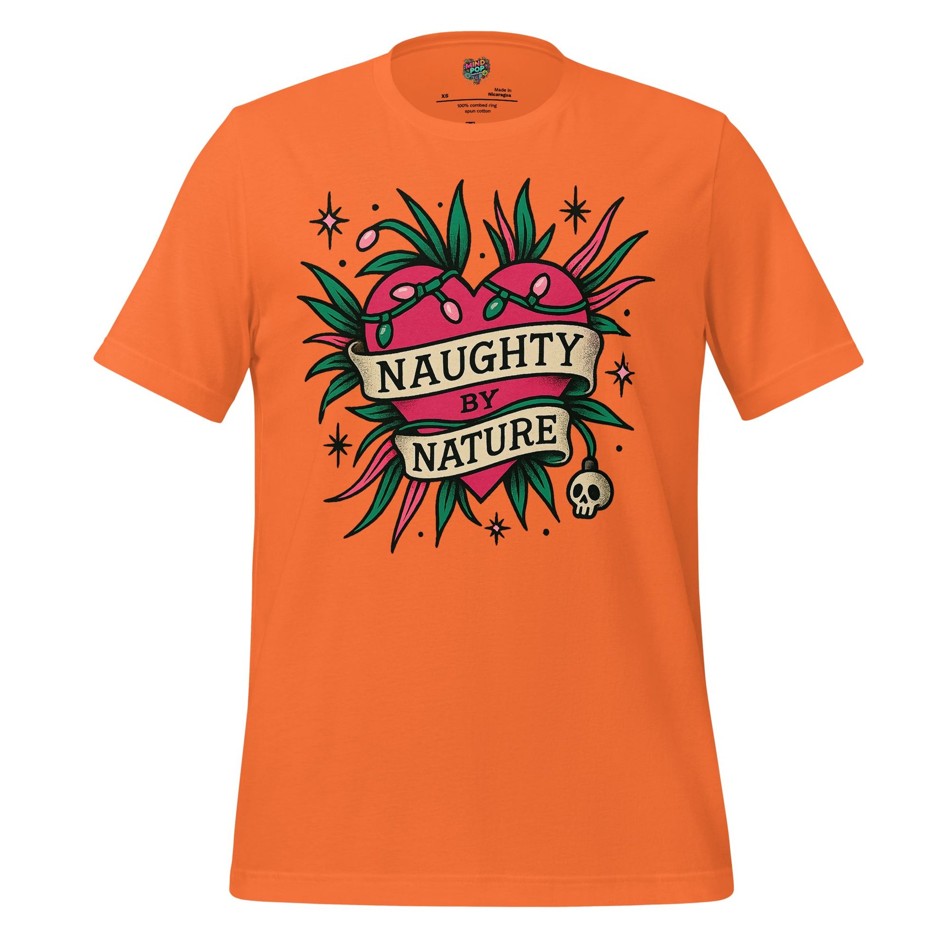 Naughty By Nature – Retro Tattoo Holiday Heart Design Orange