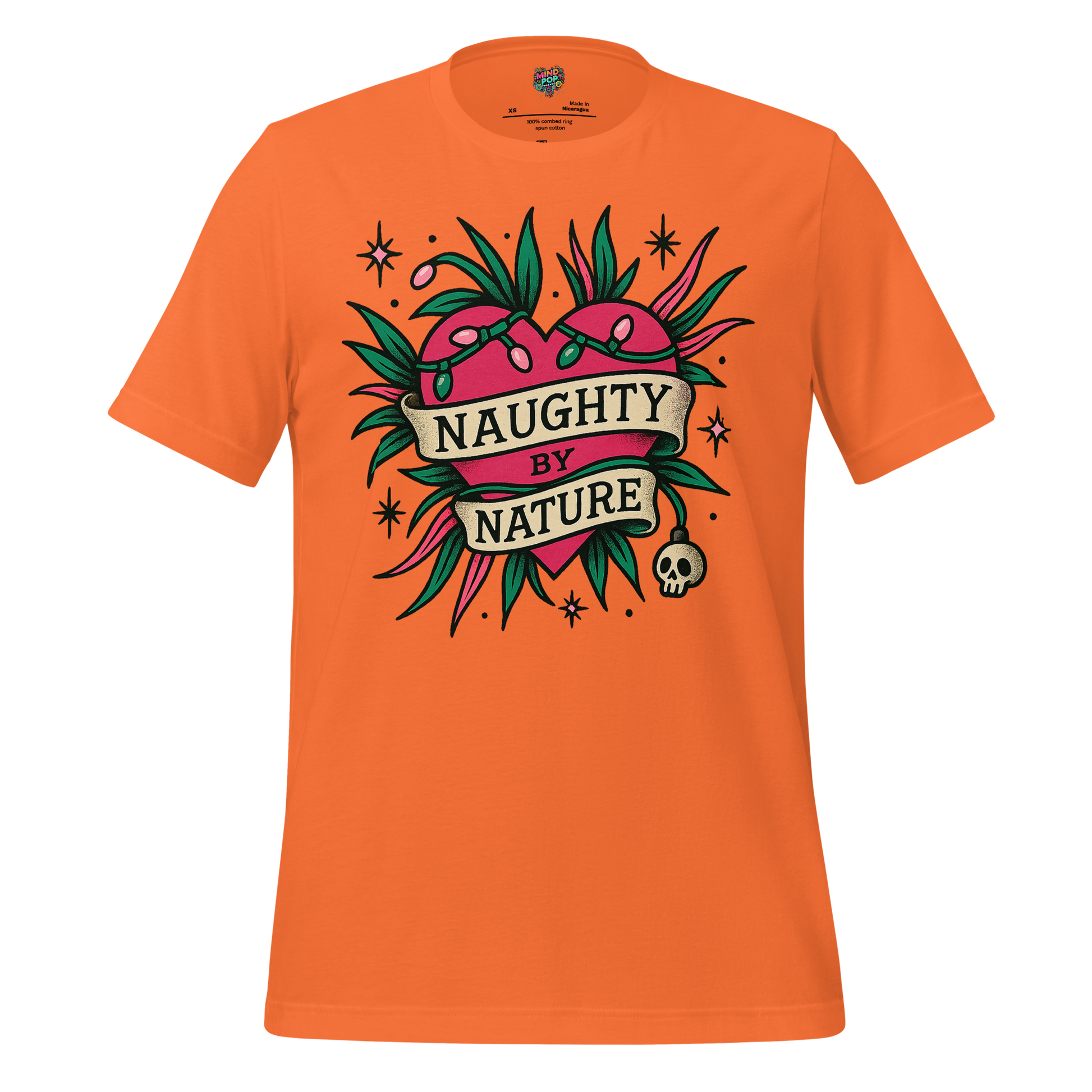 Naughty By Nature – Retro Tattoo Holiday Heart Design Orange