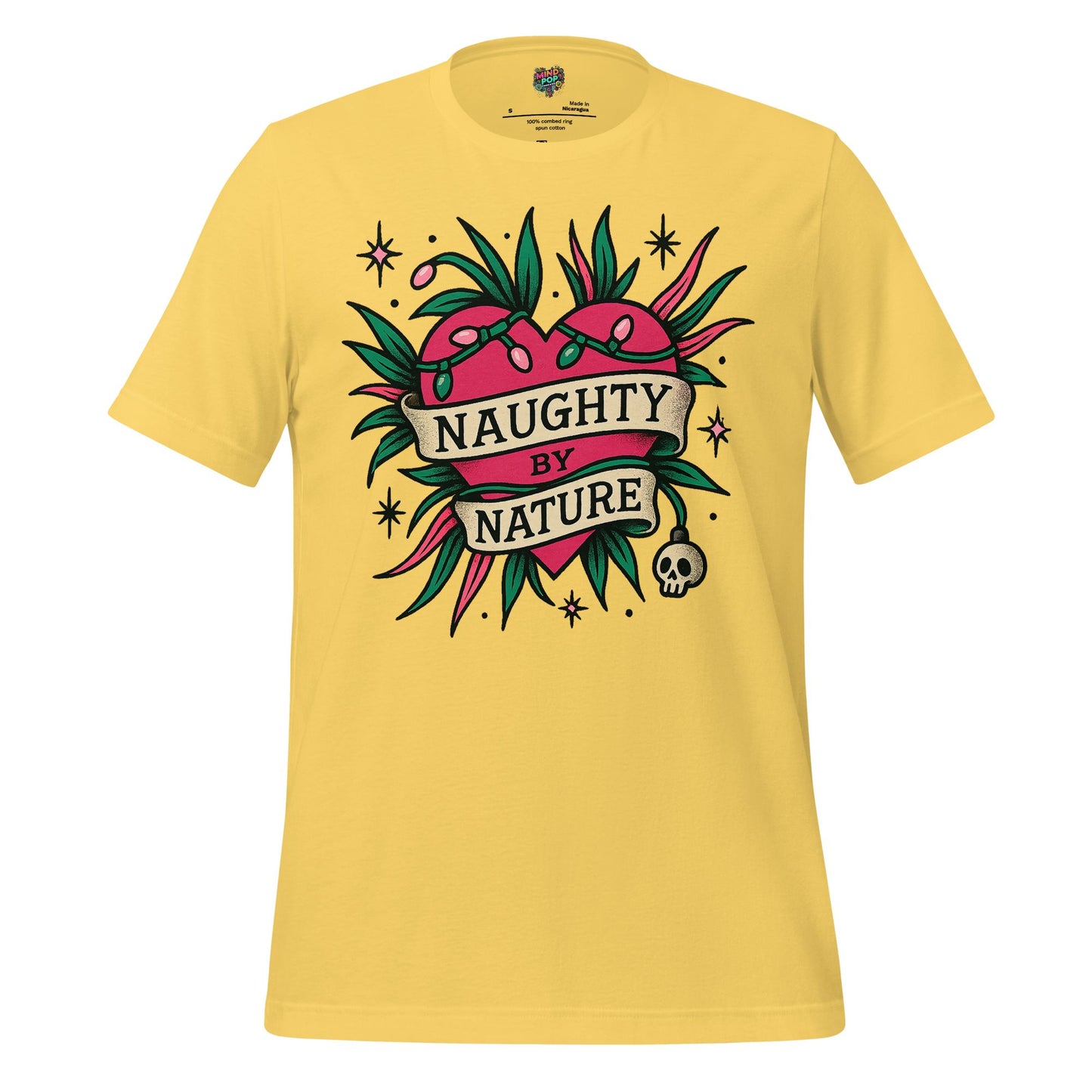 Naughty By Nature – Retro Tattoo Holiday Heart Design Yellow