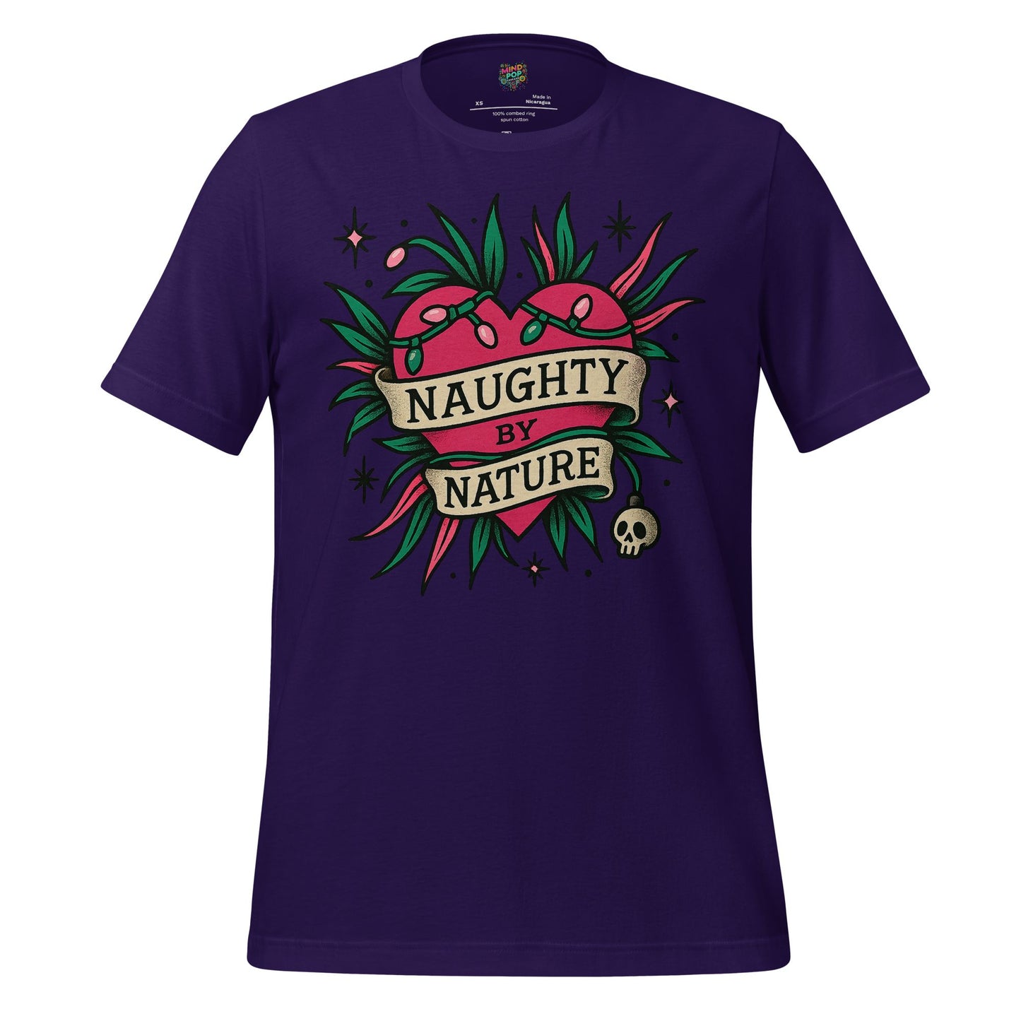 Naughty By Nature – Retro Tattoo Holiday Heart Design Team Purple