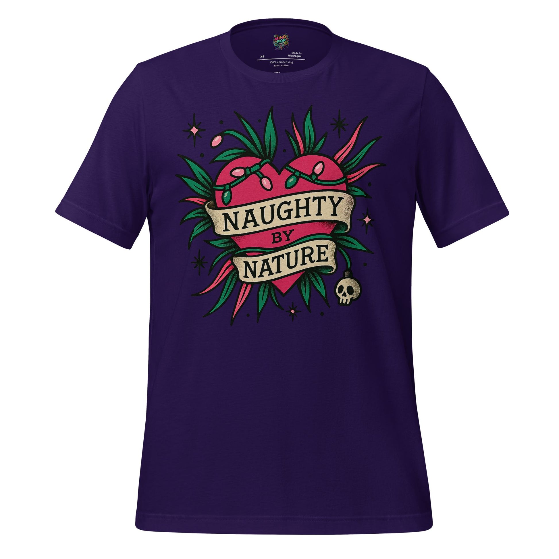 Naughty By Nature – Retro Tattoo Holiday Heart Design Team Purple