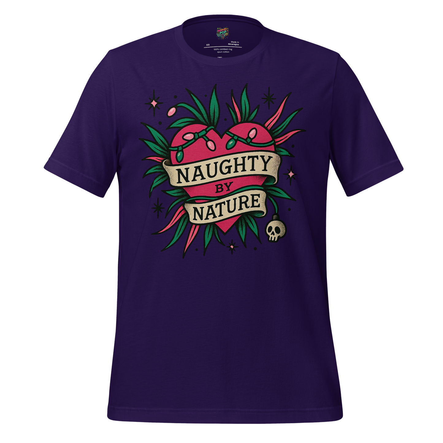 Naughty By Nature – Retro Tattoo Holiday Heart Design Team Purple