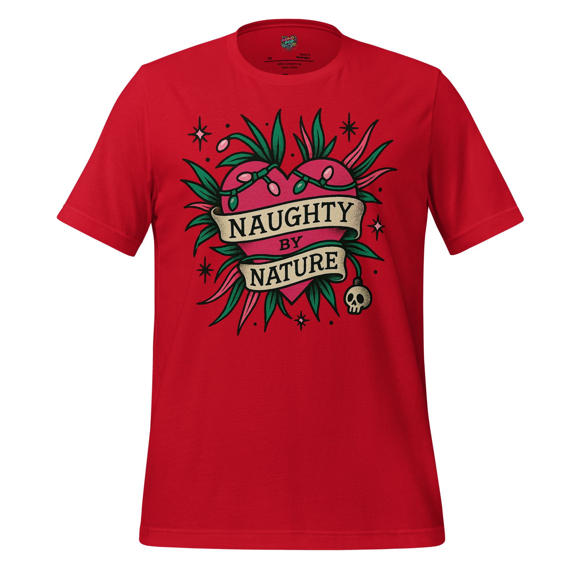 Naughty By Nature – Retro Tattoo Holiday Heart Design Red