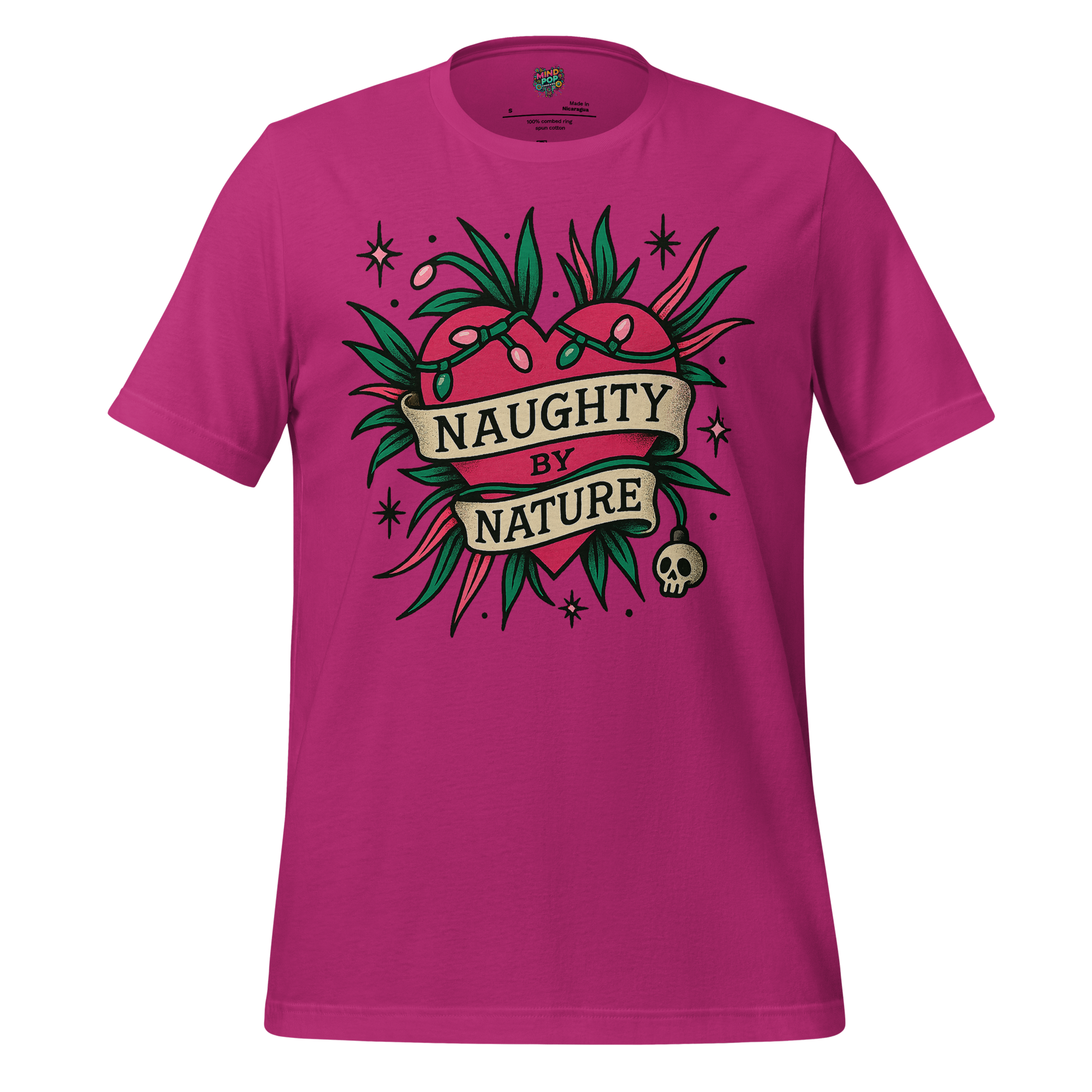 Naughty By Nature – Retro Tattoo Holiday Heart Design Berry