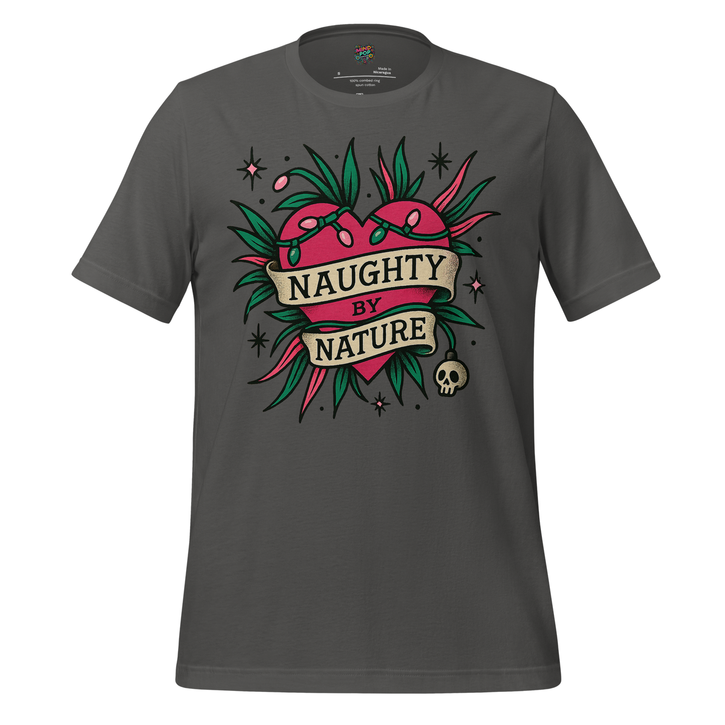 Naughty By Nature – Retro Tattoo Holiday Heart Design Asphalt