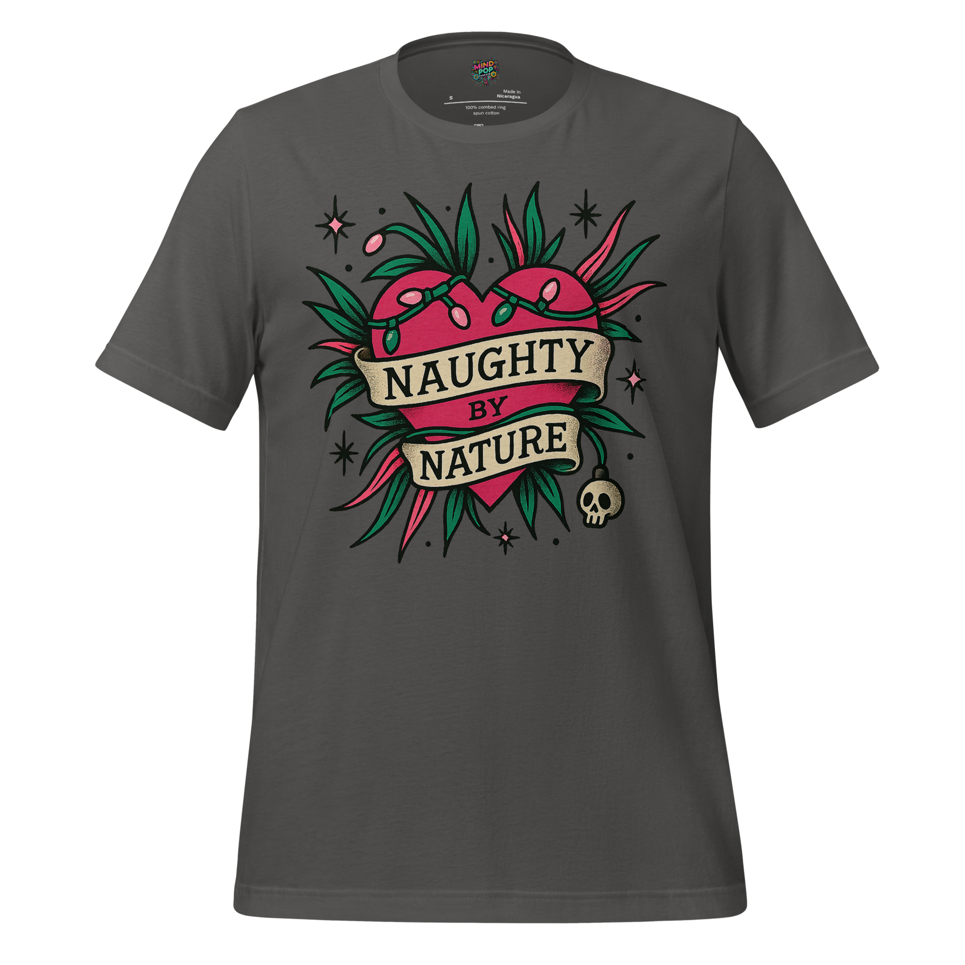 Naughty By Nature – Retro Tattoo Holiday Heart Design Asphalt