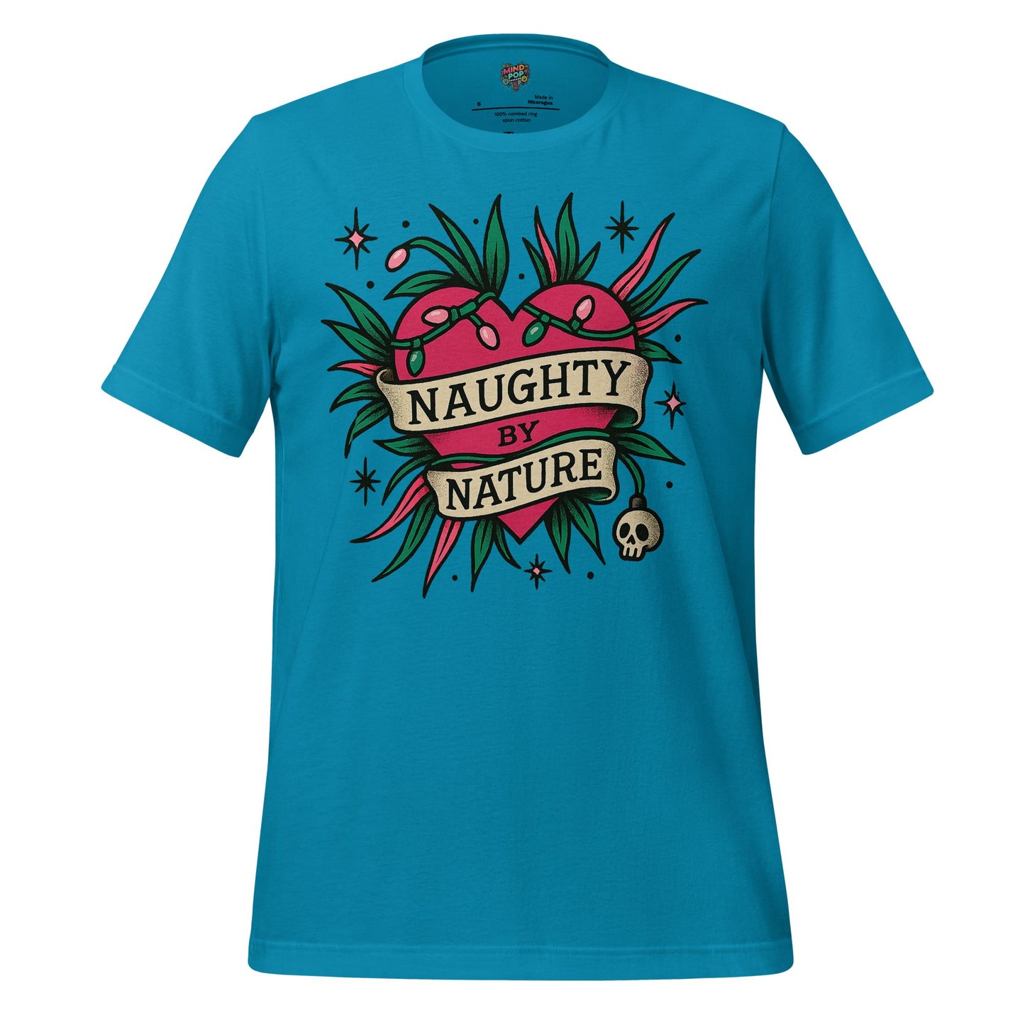 Naughty By Nature – Retro Tattoo Holiday Heart Design Aqua
