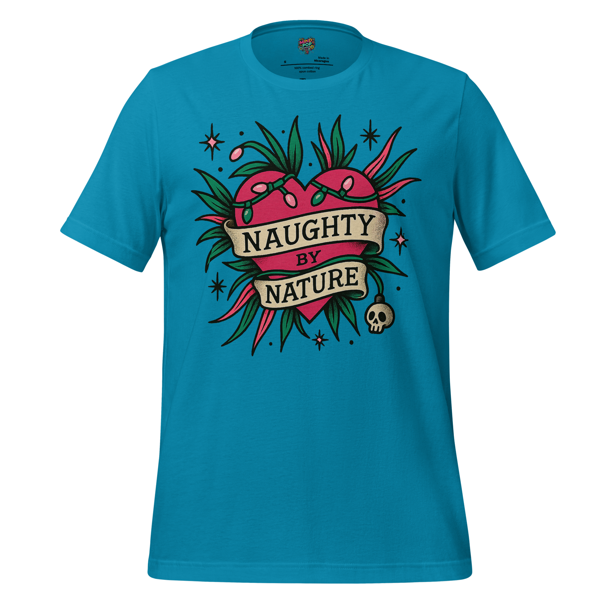 Naughty By Nature – Retro Tattoo Holiday Heart Design Aqua