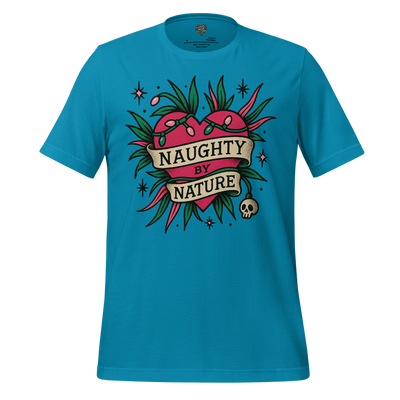 Naughty By Nature – Retro Tattoo Holiday Heart Design Aqua