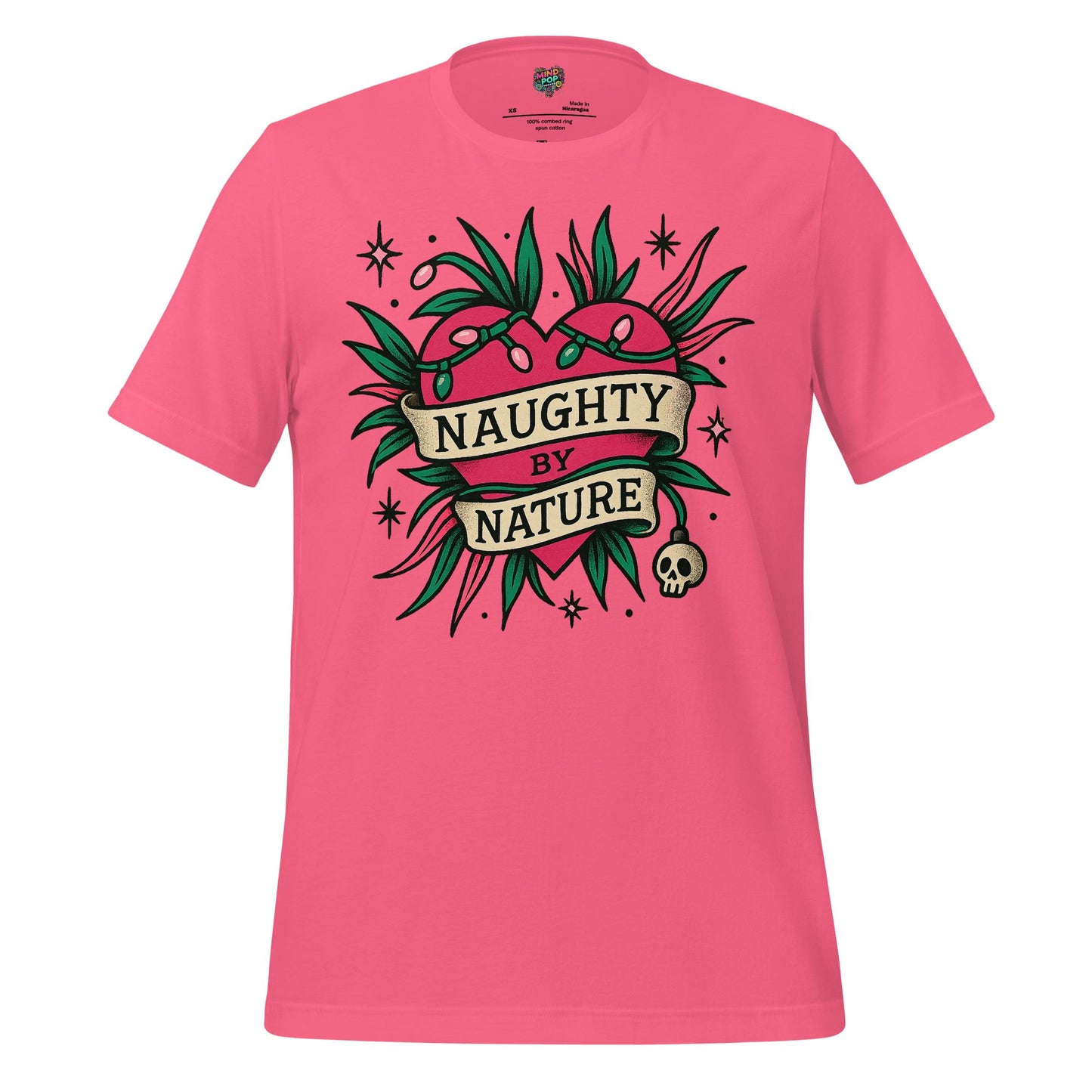 Naughty By Nature – Retro Tattoo Holiday Heart Design Charity Pink