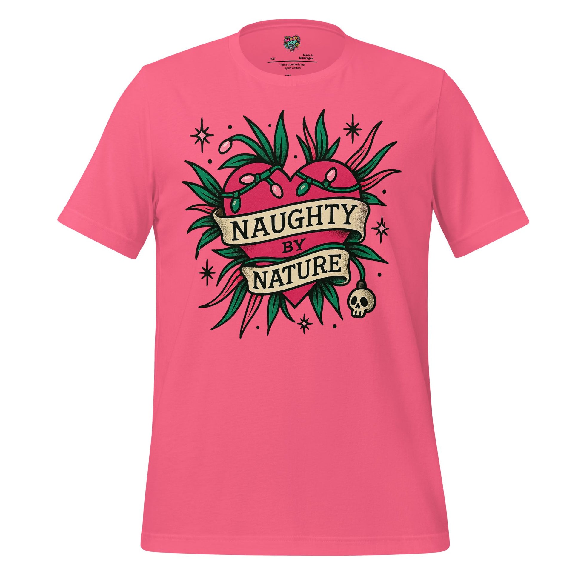 Naughty By Nature – Retro Tattoo Holiday Heart Design Charity Pink