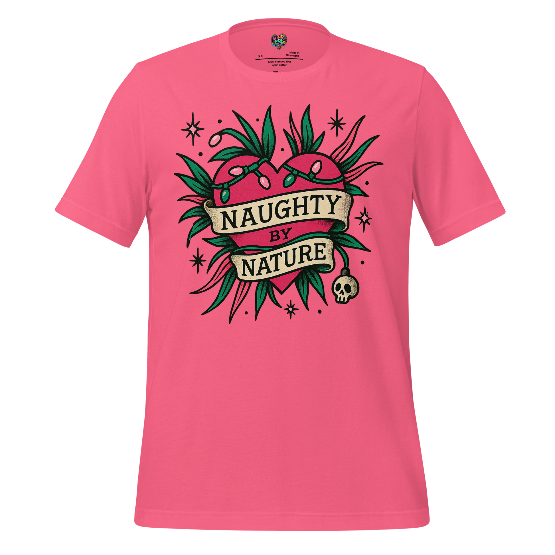 Naughty By Nature – Retro Tattoo Holiday Heart Design Charity Pink
