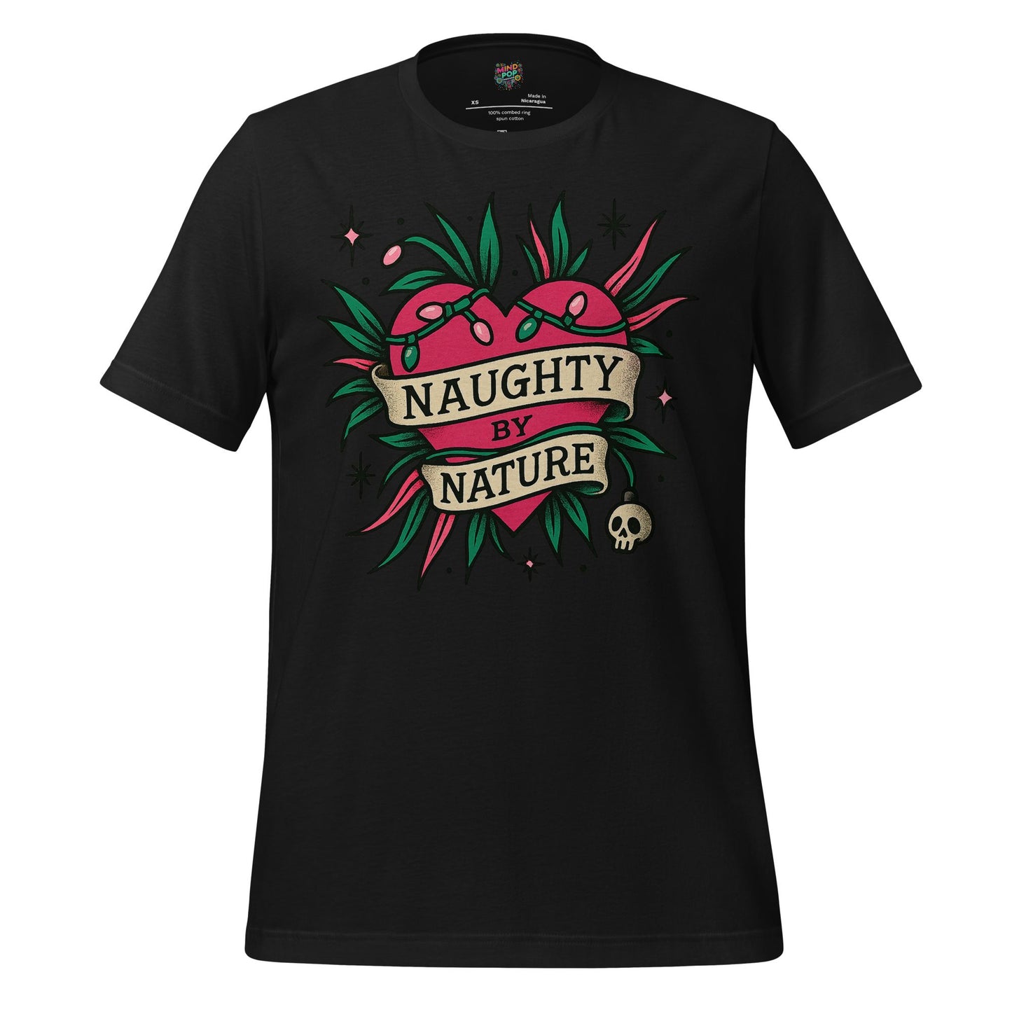 Naughty By Nature – Retro Tattoo Holiday Heart Design Vintage Black