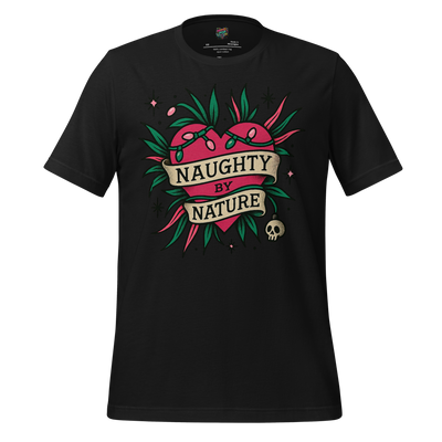 Naughty By Nature – Retro Tattoo Holiday Heart Design Vintage Black