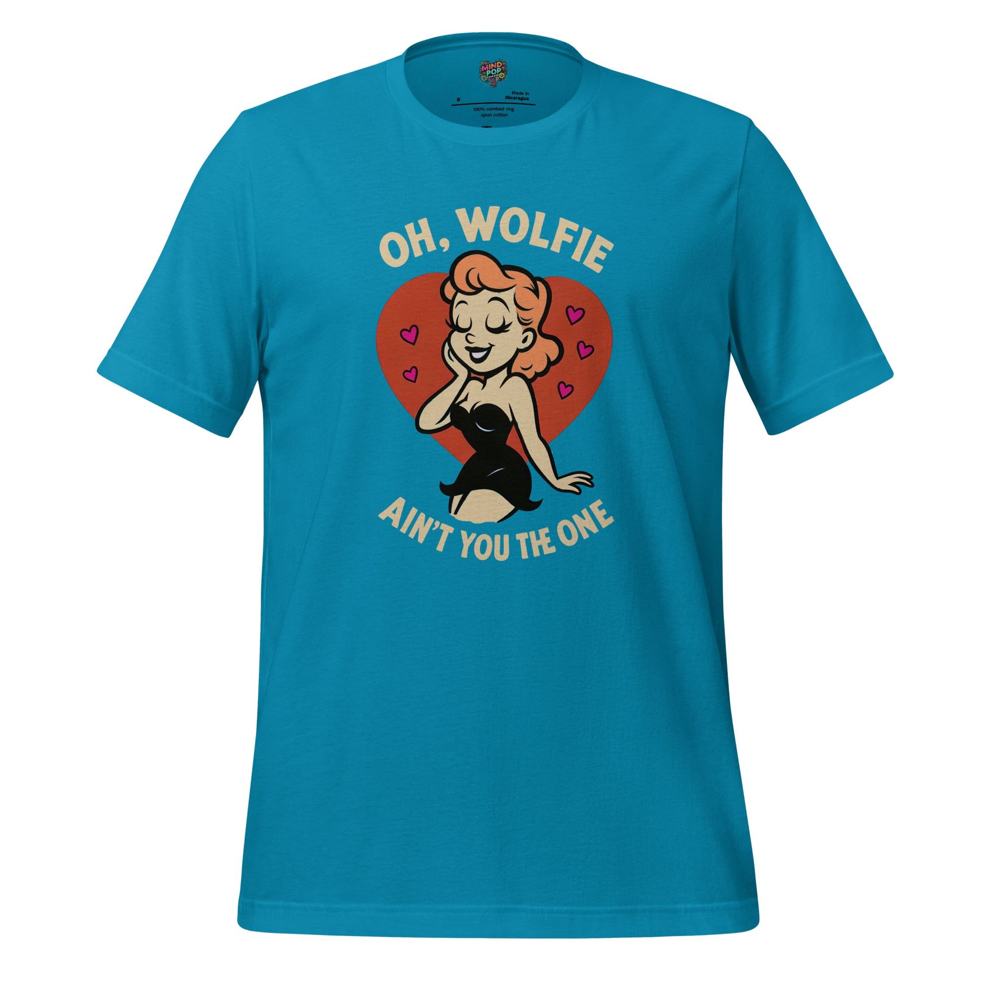 Oh Wolfie - Vintage Cartoon Graphic Aqua
