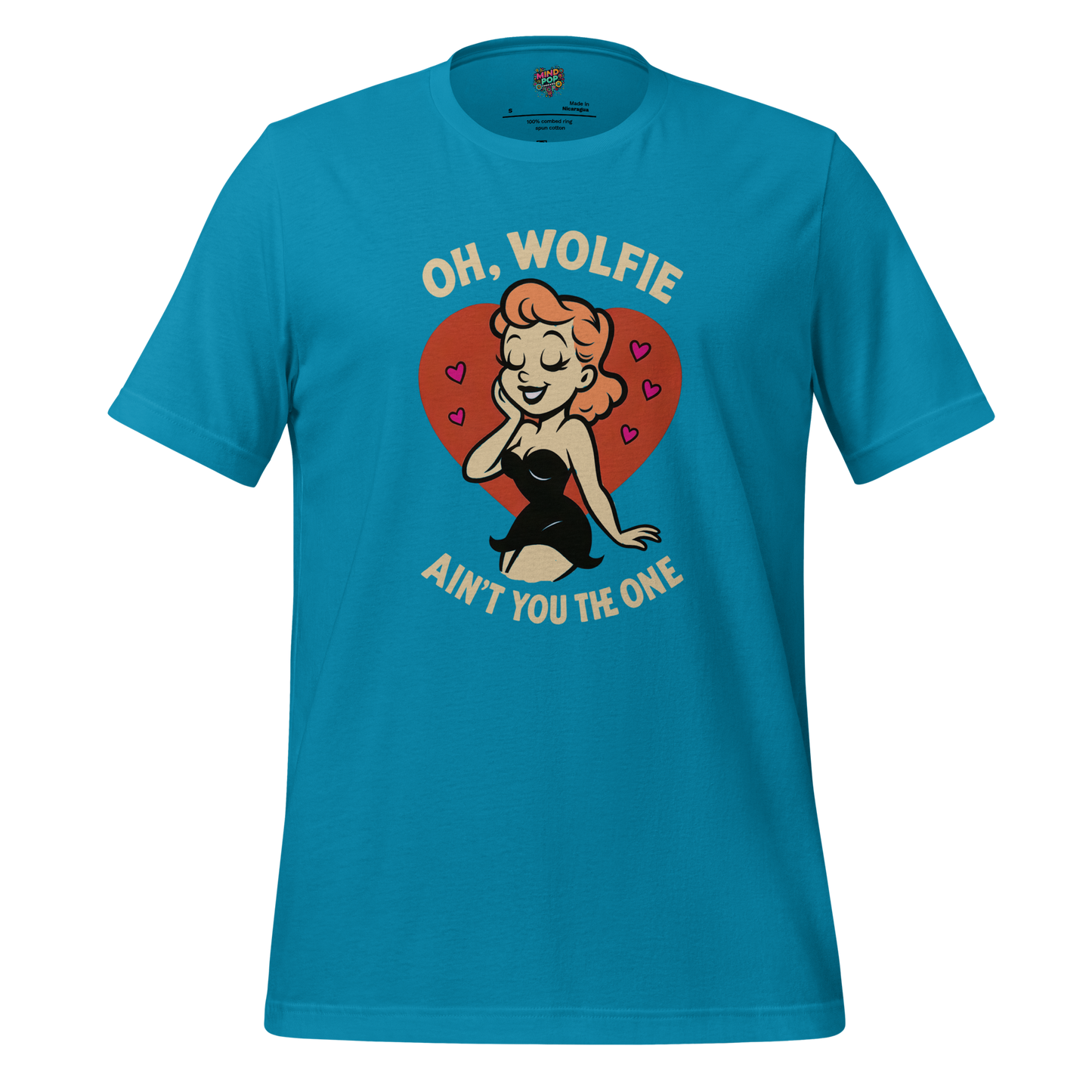 Oh Wolfie - Vintage Cartoon Graphic Aqua