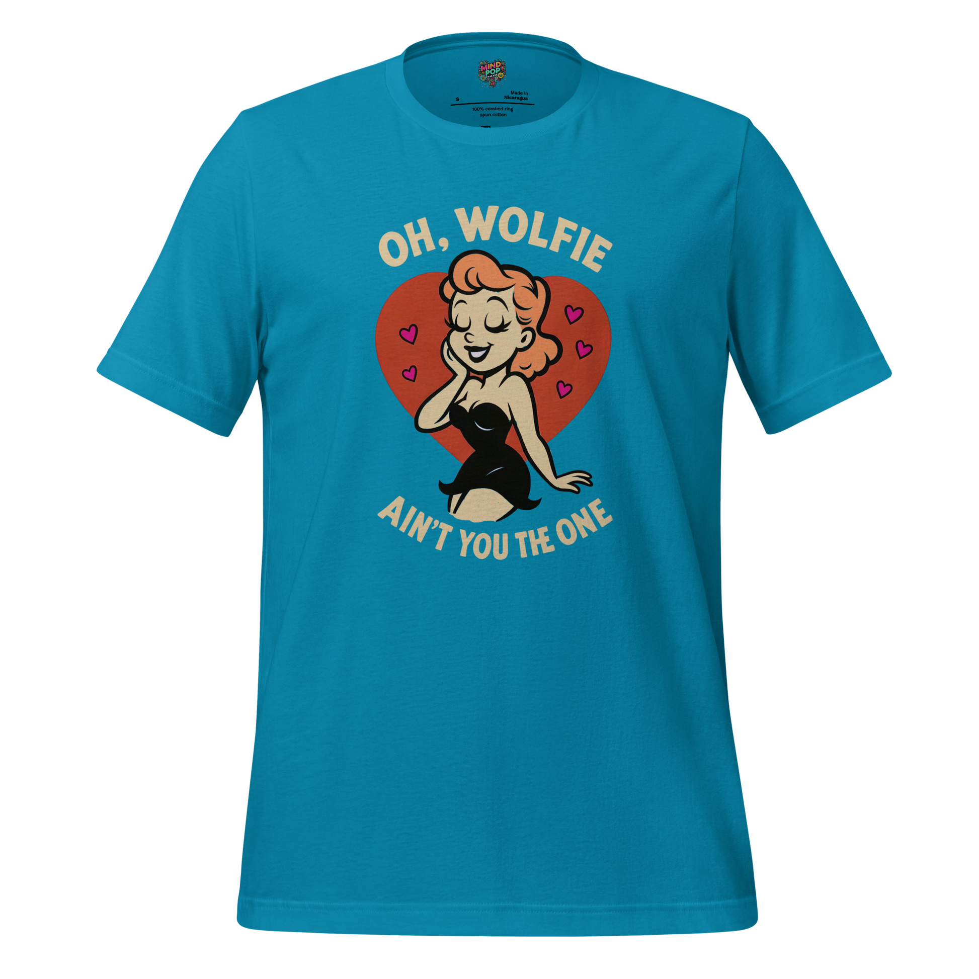 Oh Wolfie - Vintage Cartoon Graphic Aqua