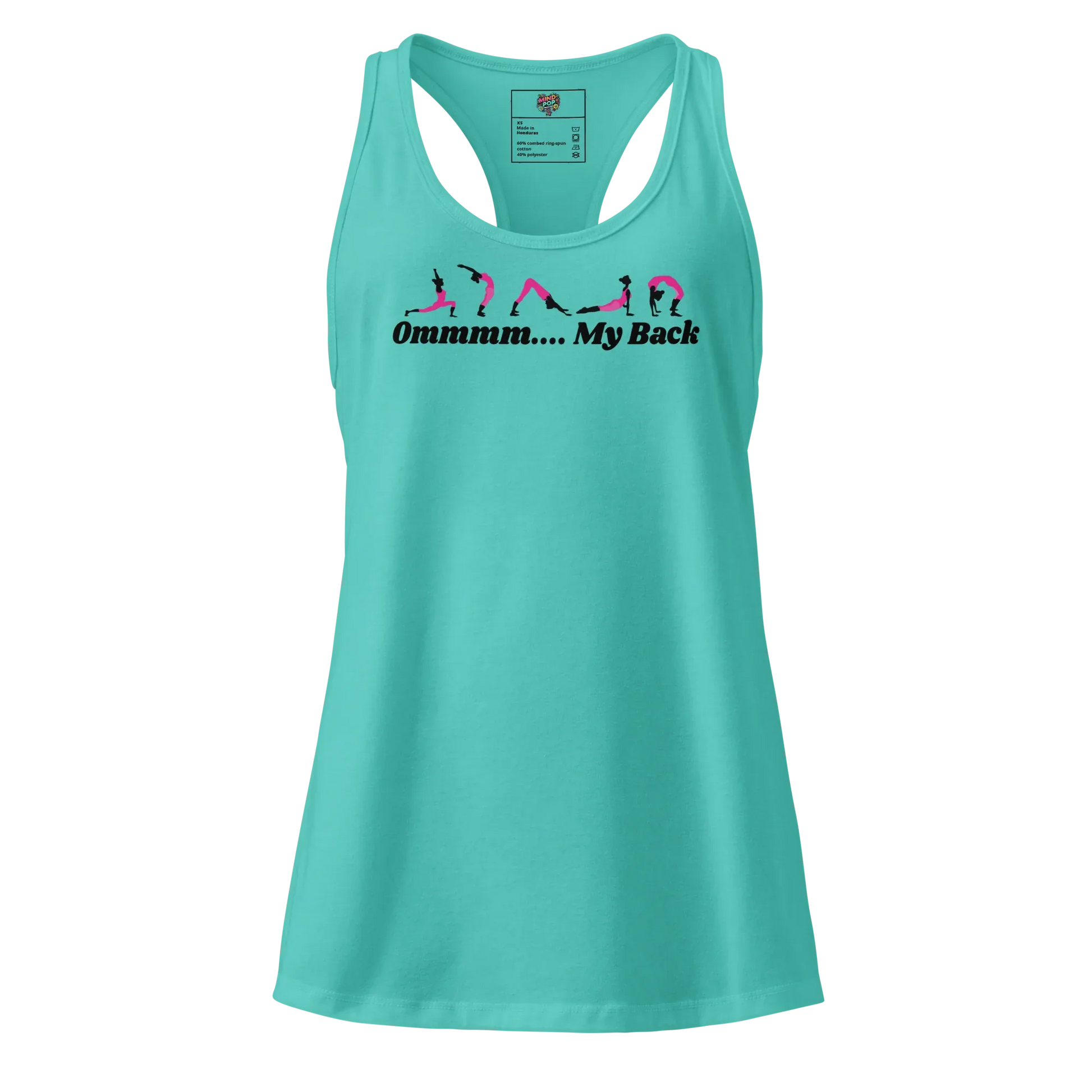 Ommm... My Back fitted racerback tank top Tahiti Blue