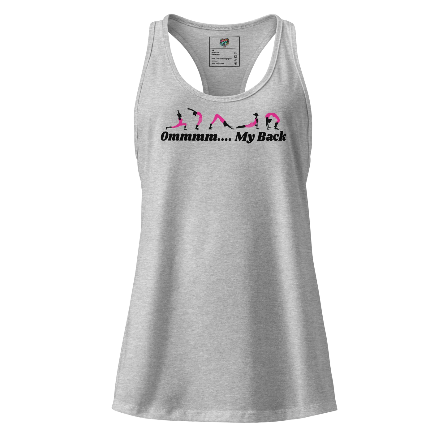 Ommm... My Back fitted racerback tank top Heather gray
