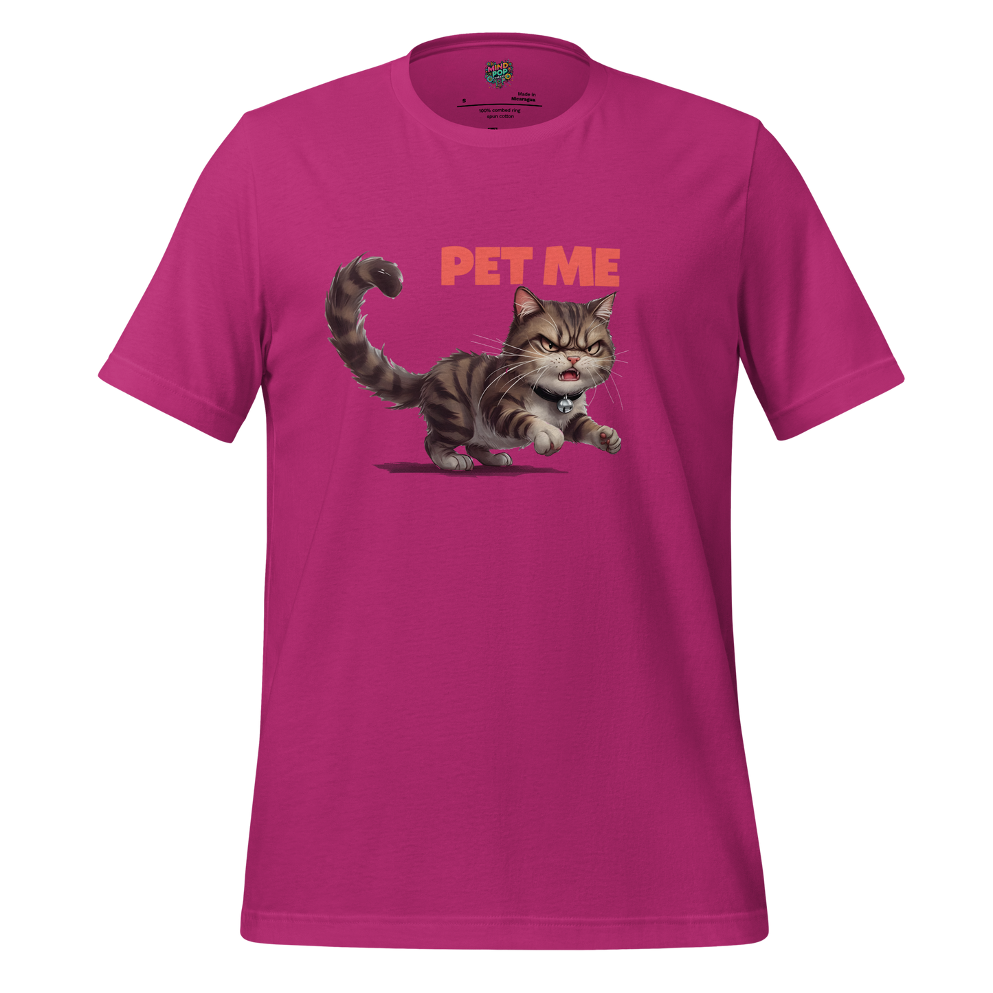 Pet Me – Angry Cat Shirt Berry
