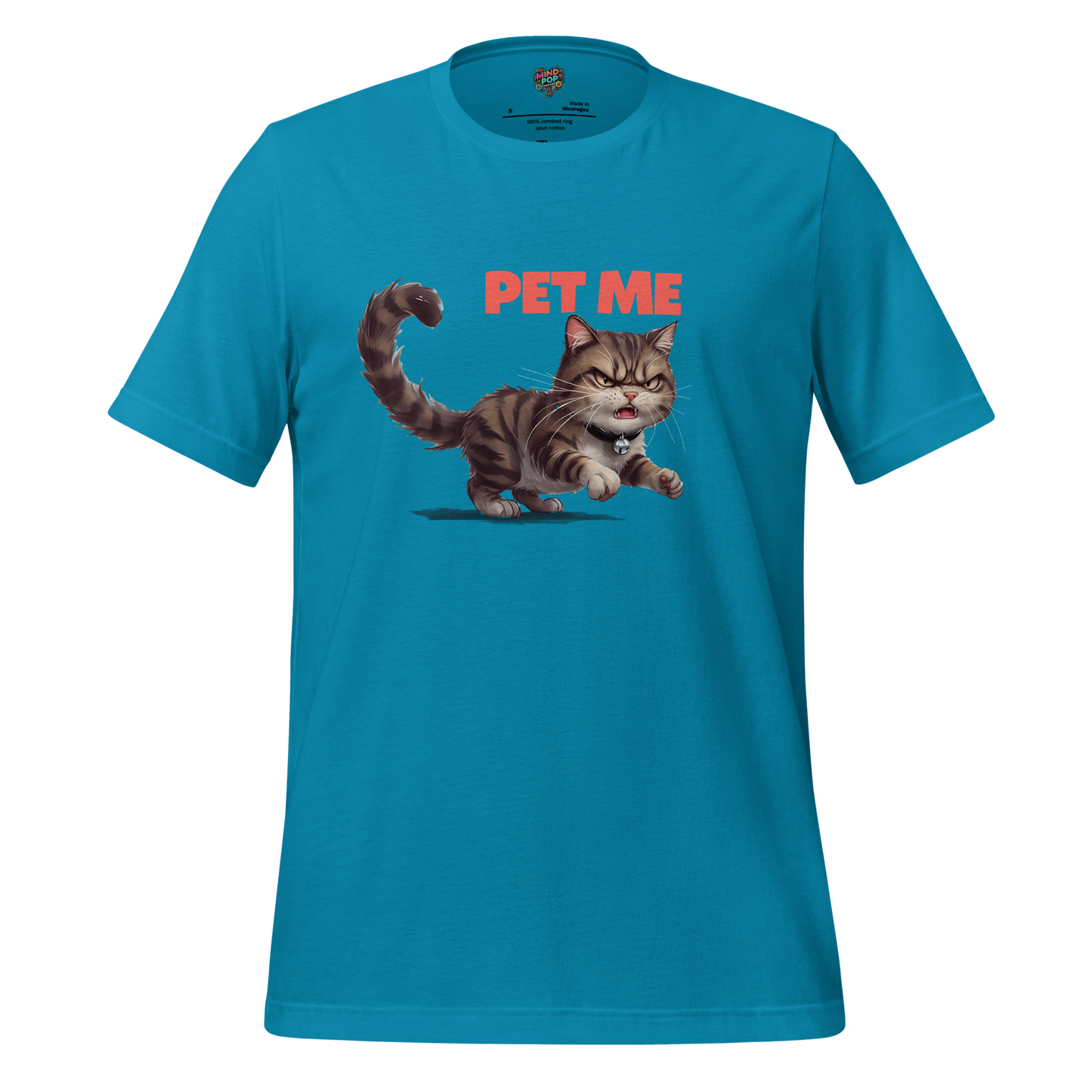 Pet Me – Angry Cat Shirt Aqua