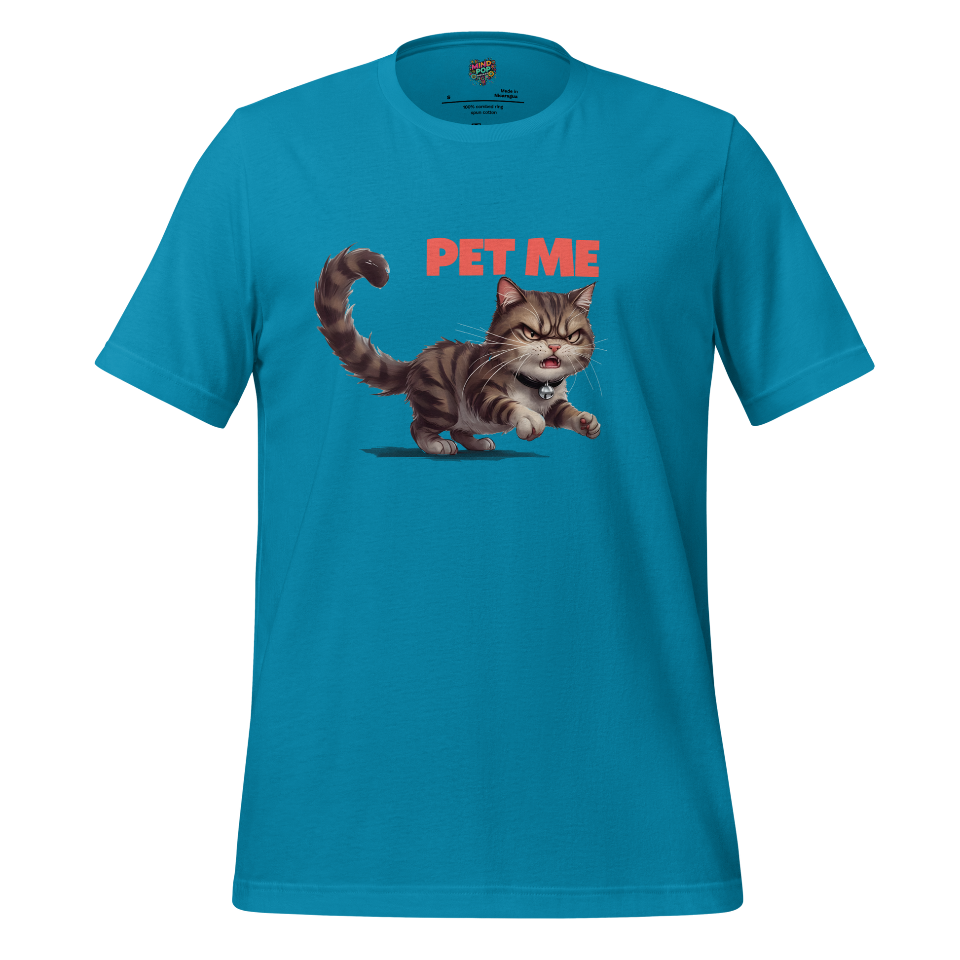 Pet Me – Angry Cat Shirt Aqua