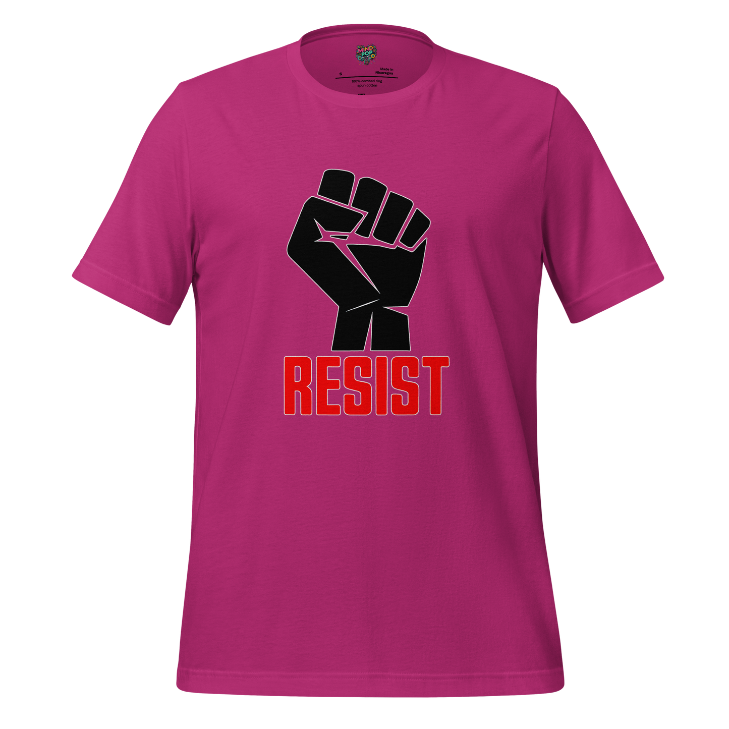 Resist Fist Graphic Tee — Political Protest Shirt Berry