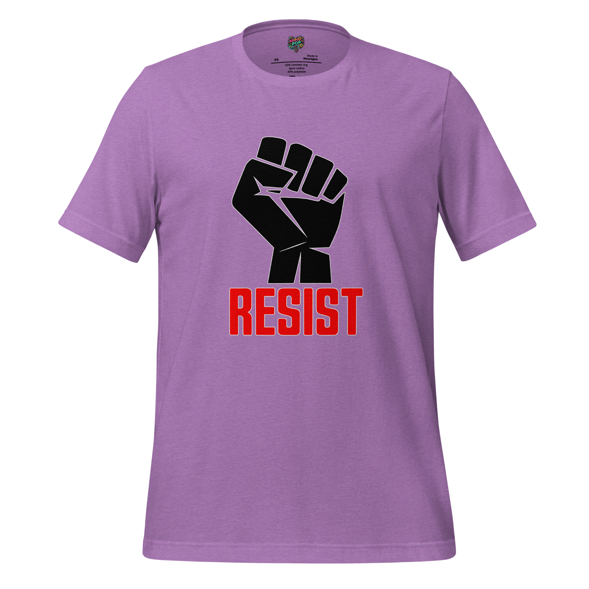 Resist Fist Graphic Tee — Political Protest Shirt Heather Team Purple