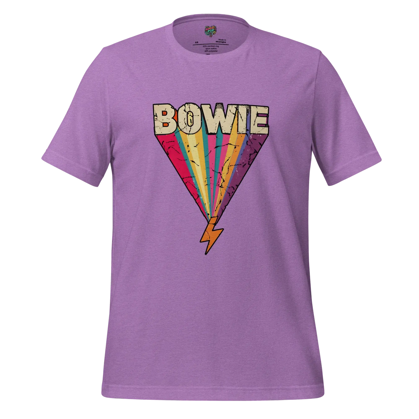 Bowie's Ziggy Stardust Lightning Bolt Tee — 70s Glam Rock Style Heather Team Purple