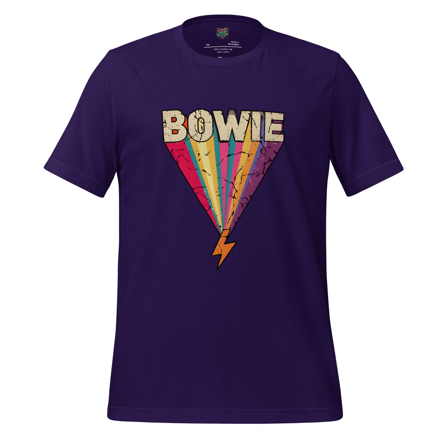 Bowie's Ziggy Stardust Lightning Bolt Tee — 70s Glam Rock Style Team Purple