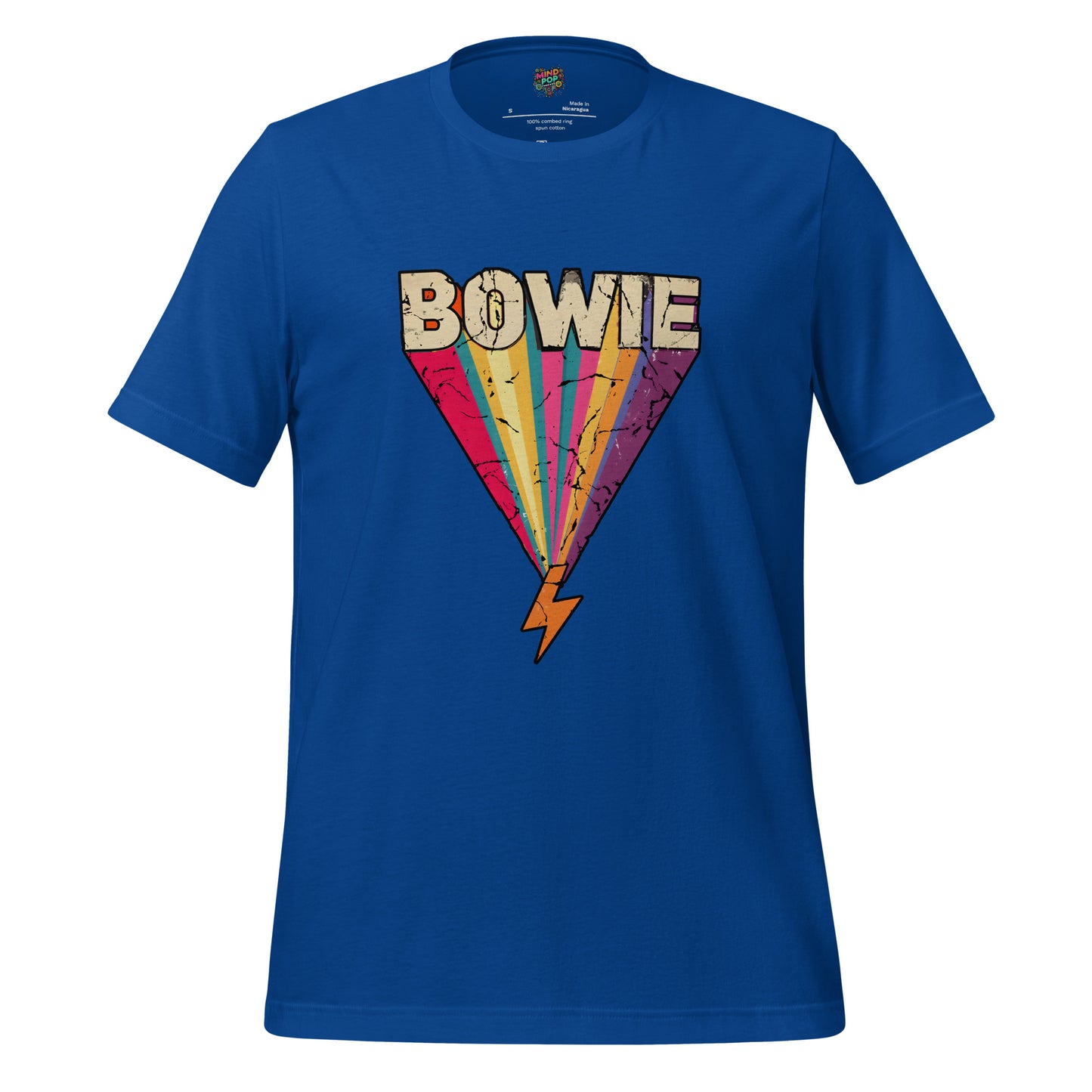 Bowie's Ziggy Stardust Lightning Bolt Tee — 70s Glam Rock Style True Royal