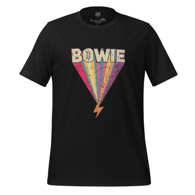 Bowie's Ziggy Stardust Lightning Bolt Tee — 70s Glam Rock Style Vintage Black