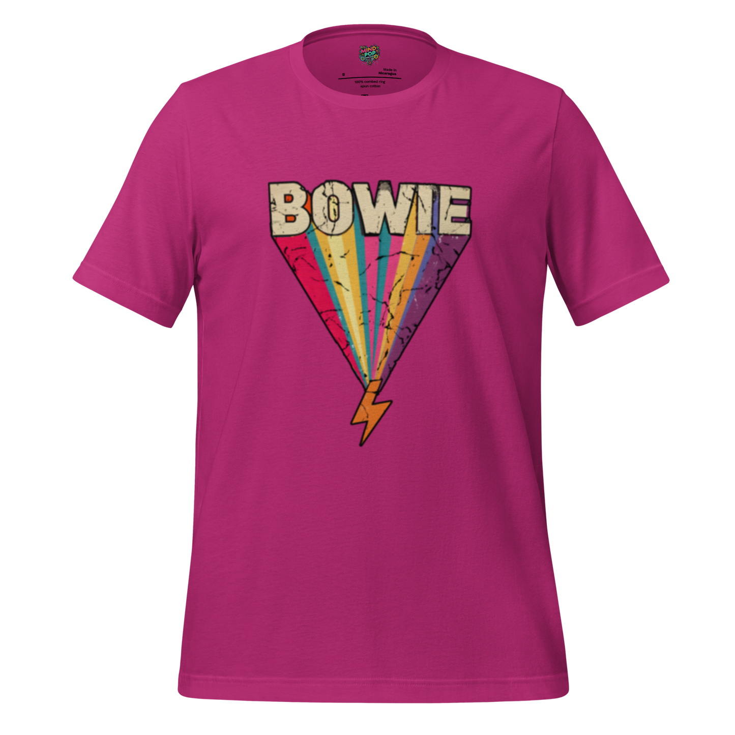 Bowie's Ziggy Stardust Lightning Bolt Tee — 70s Glam Rock Style Berry
