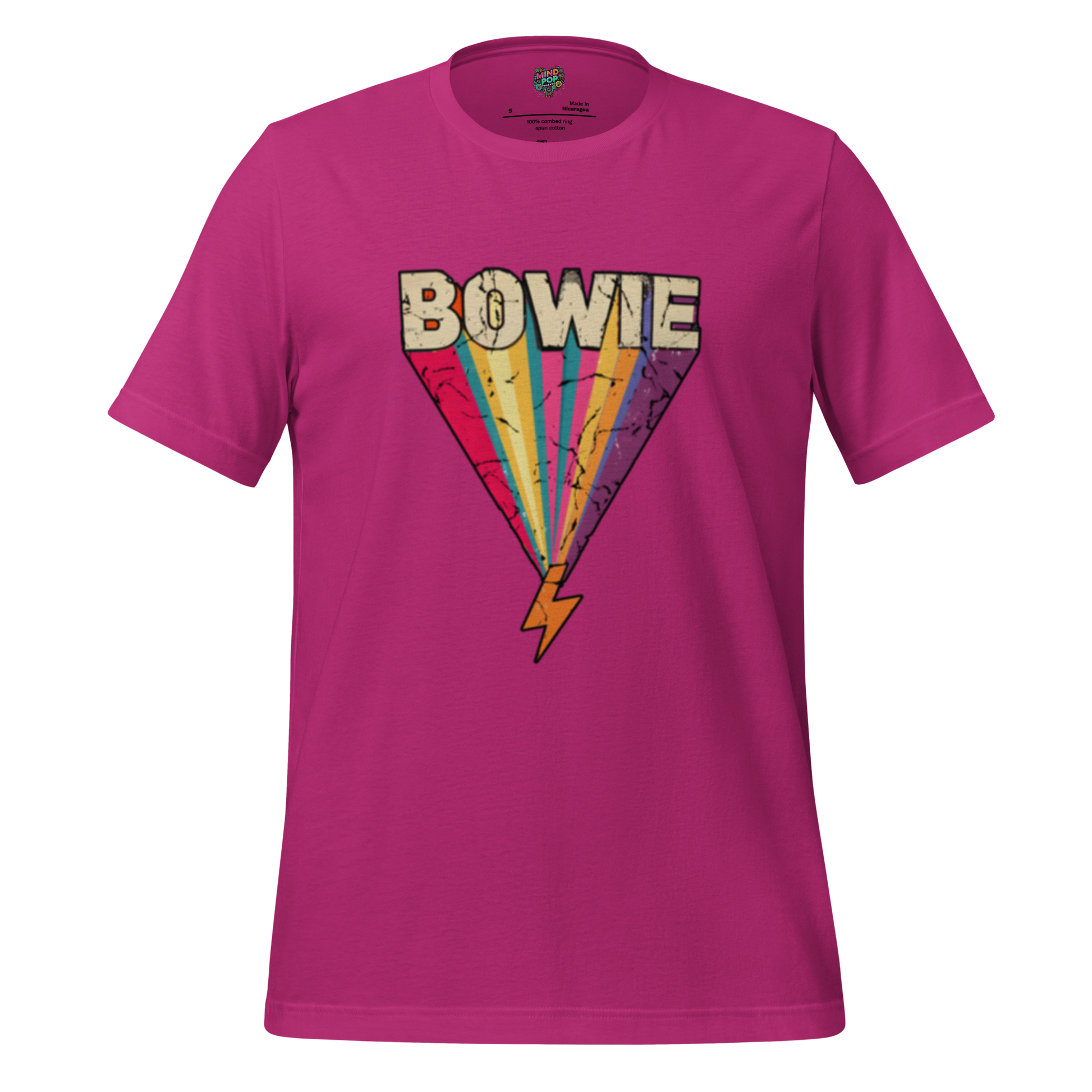 Bowie's Ziggy Stardust Lightning Bolt Tee — 70s Glam Rock Style Berry
