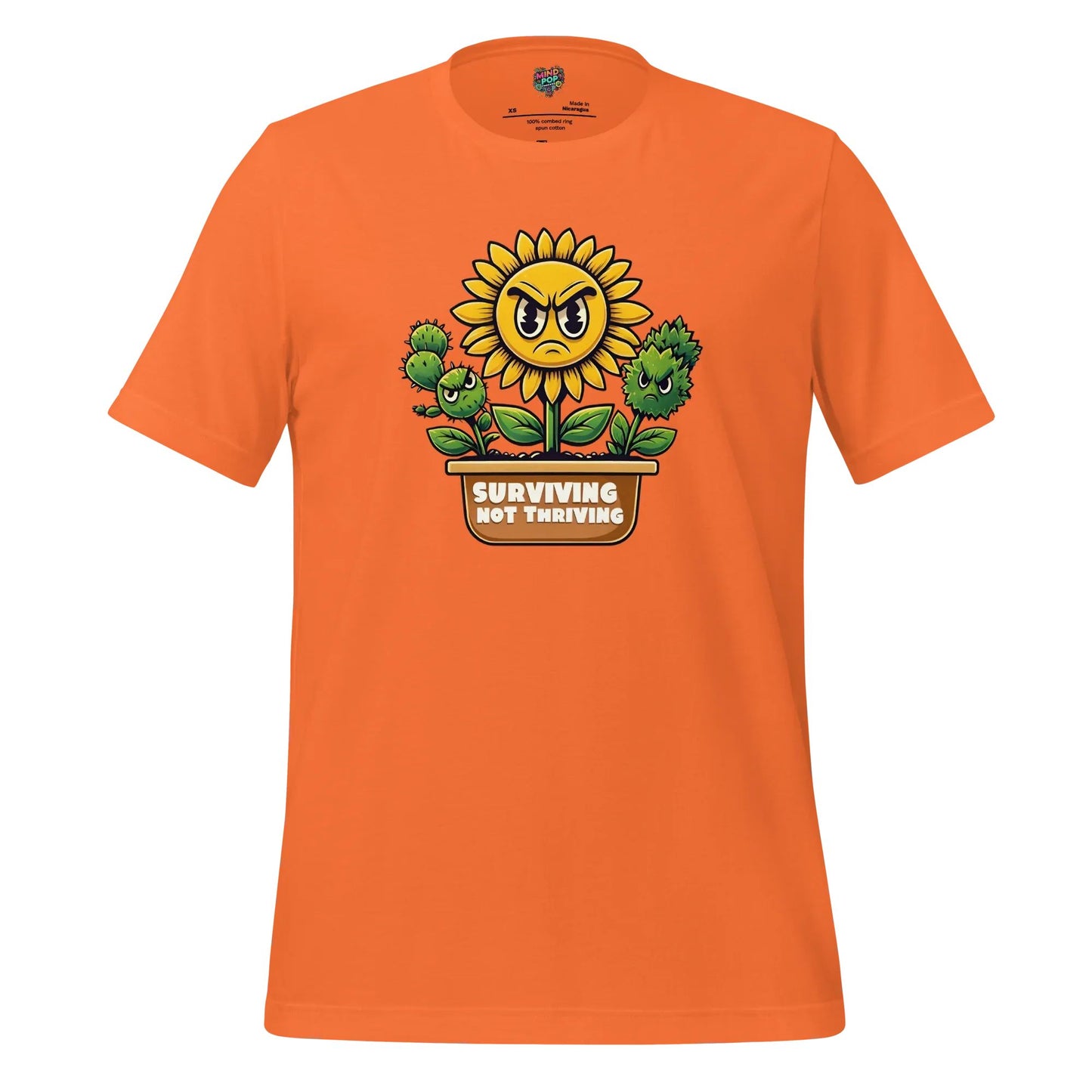 Sad Flower Surviving Not Thriving Shirt for Realists & Overthinkers Orange
