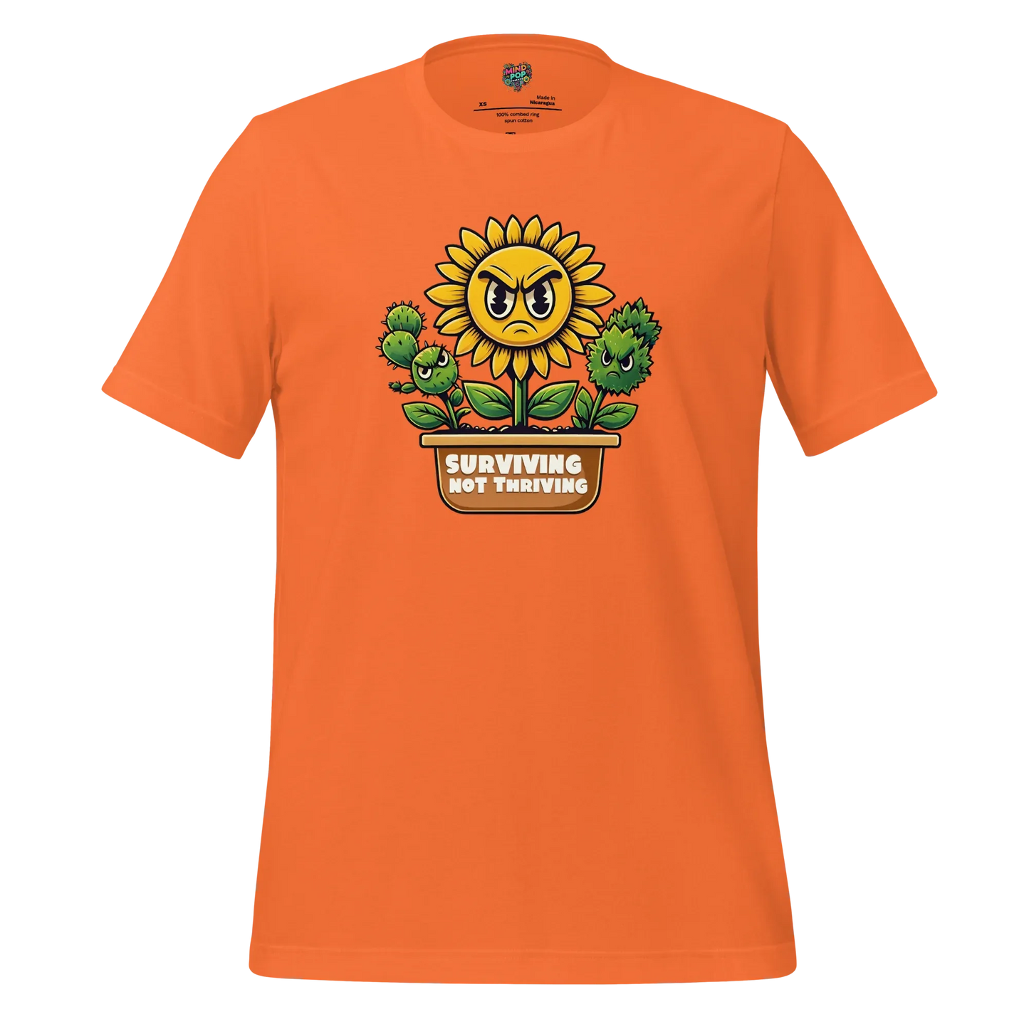 Sad Flower Surviving Not Thriving Shirt for Realists & Overthinkers Orange