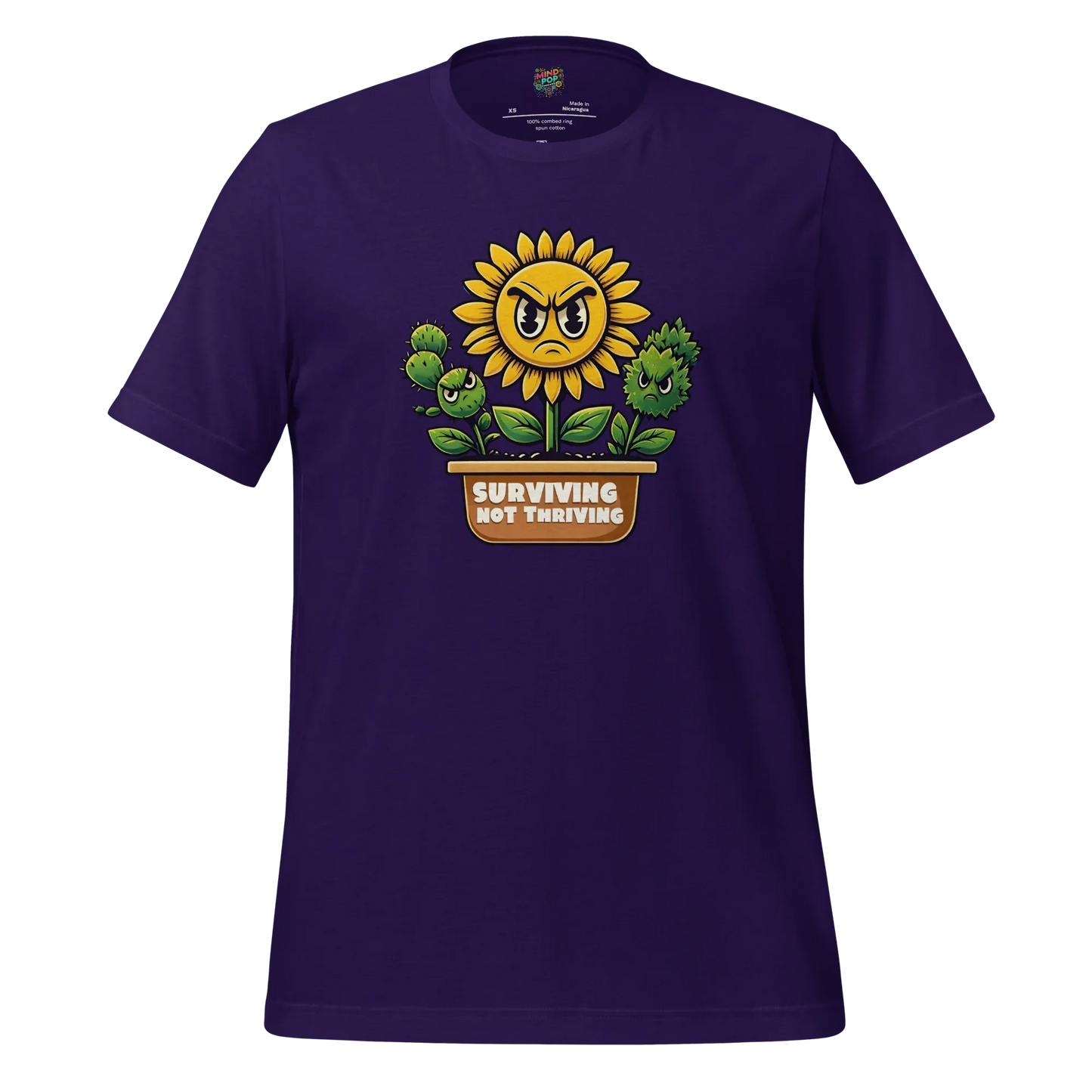 Sad Flower Surviving Not Thriving Shirt for Realists & Overthinkers Team Purple